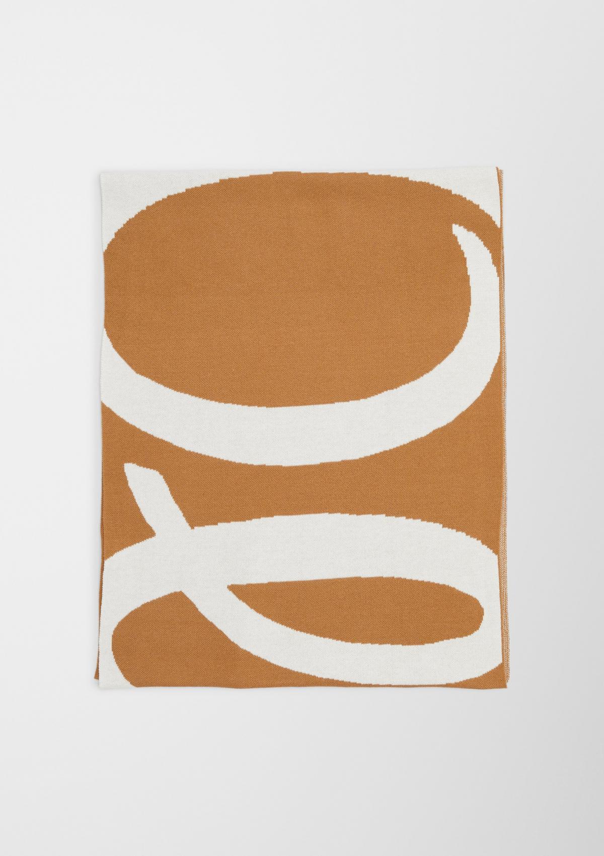 Jacquard-Schal mit Logo-Schriftzug - sandstein