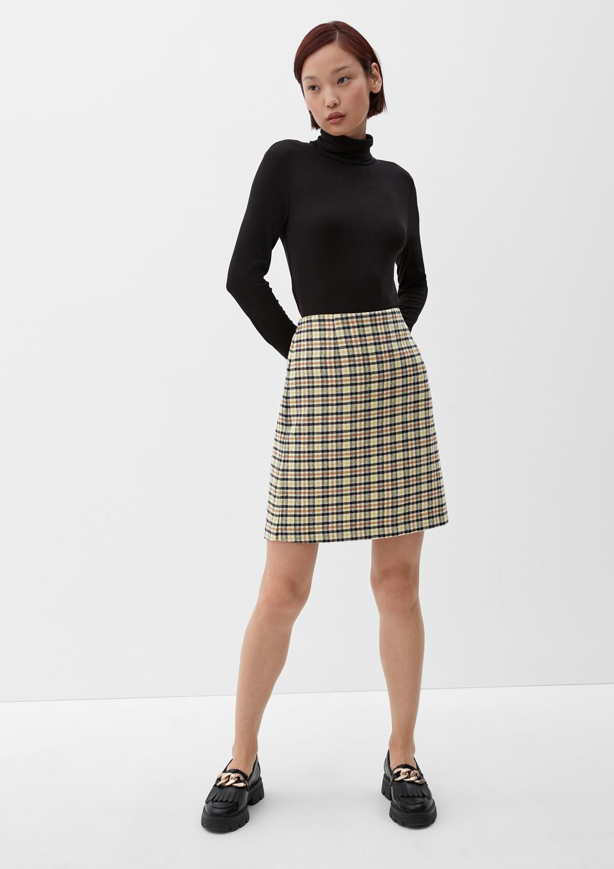s.Oliver Check mini skirt with wool