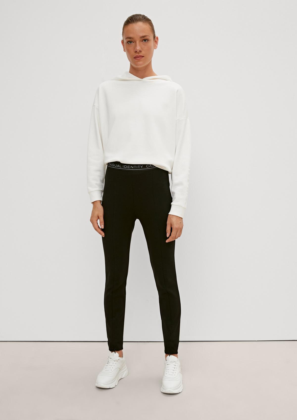 logo with | Slim waistband leggings Comma fit: a - black