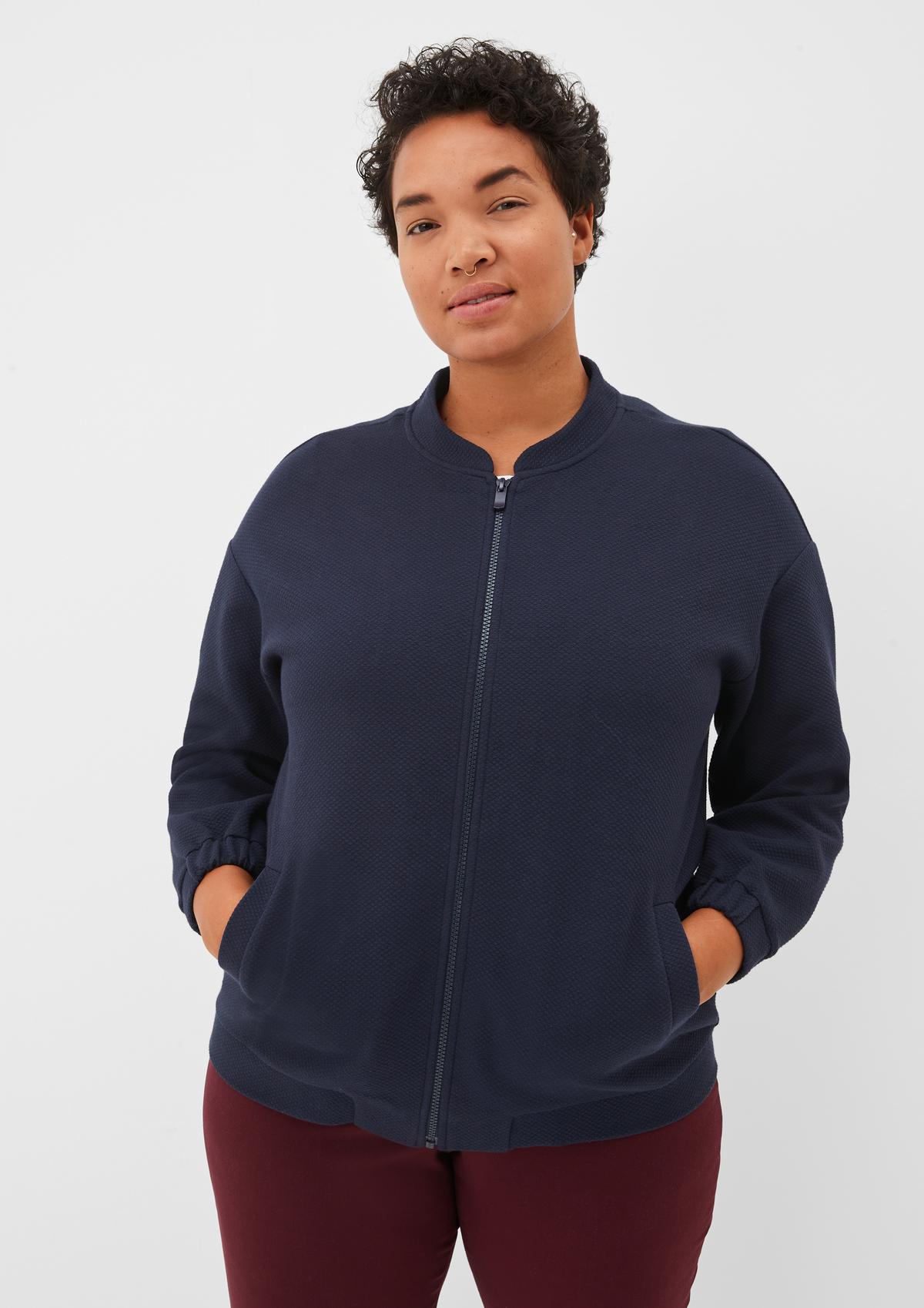 s.Oliver Sweatshirt jacket with a waffle texture
