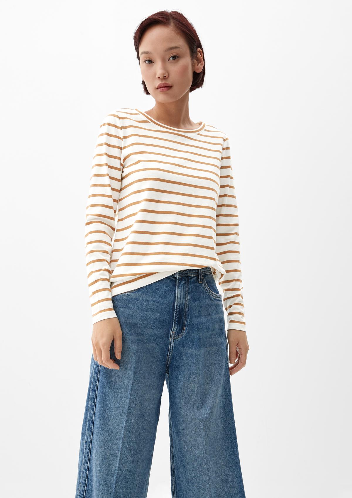 Striped long sleeve jersey top navy 