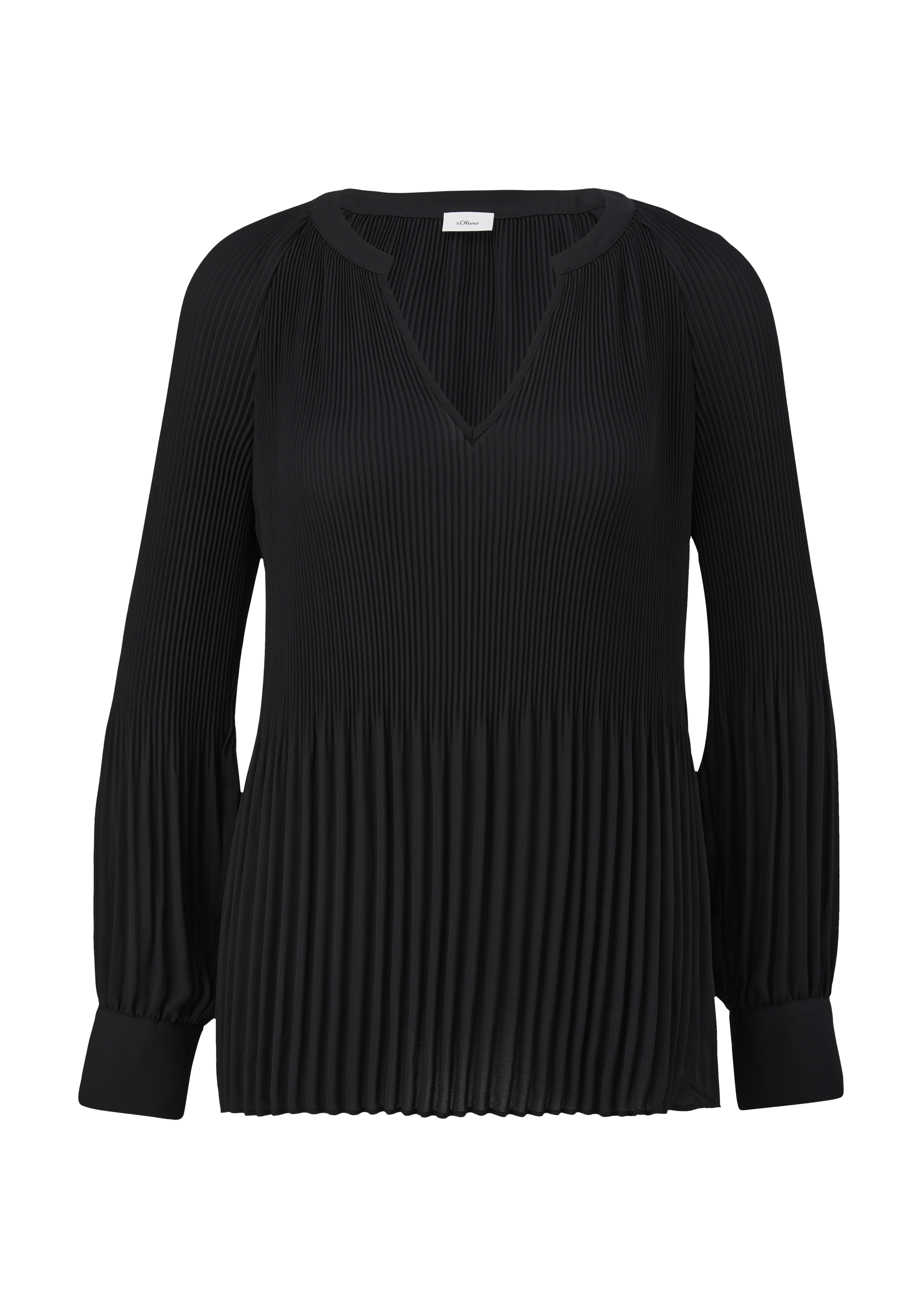 s.Oliver - Bluse mit Plissée-Struktur, Damen, schwarz