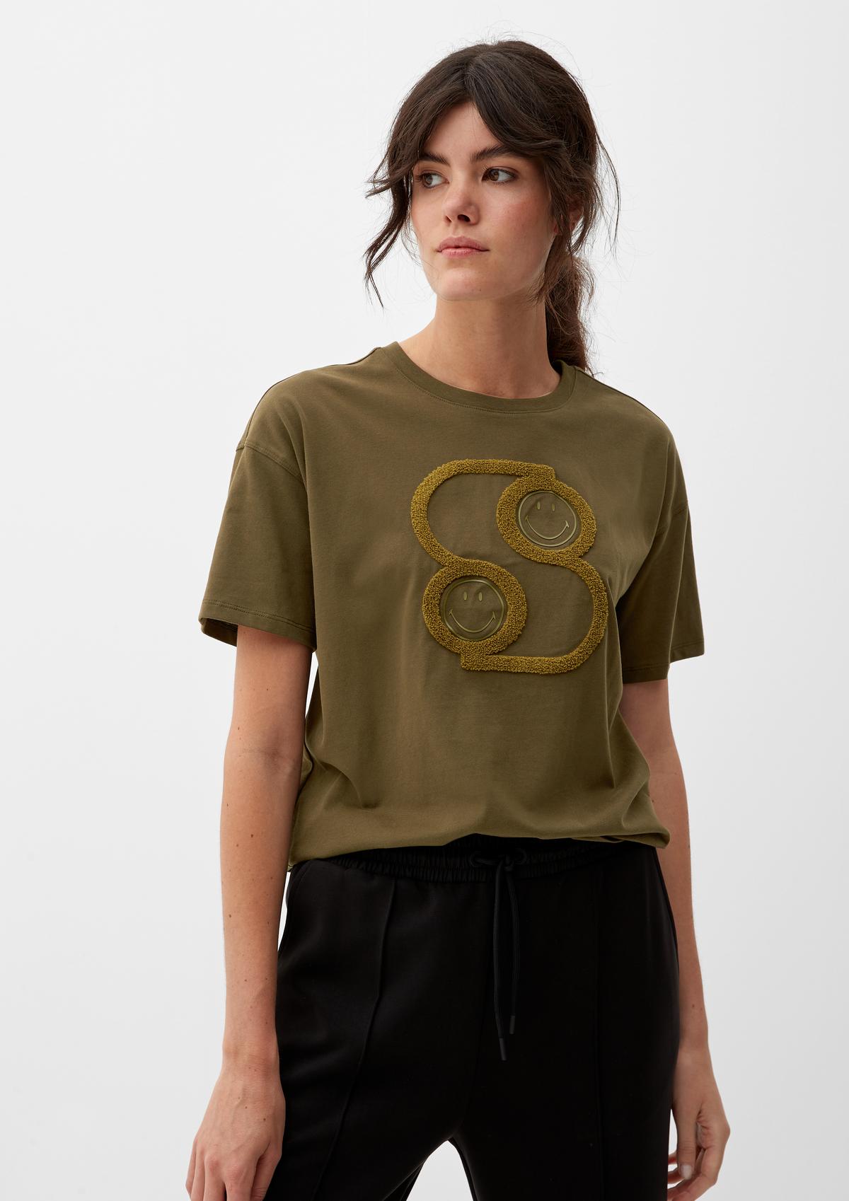 T-shirt with a ecru - Smiley® print