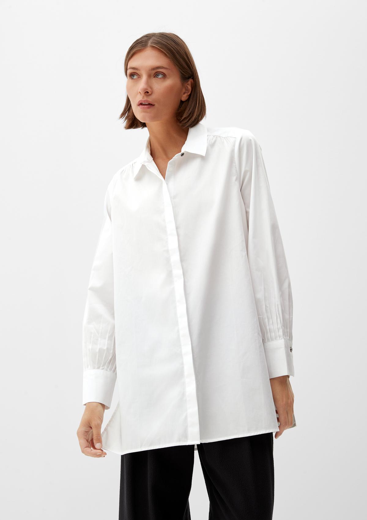 Oversize-Bluse mit Raffdetails - weiß