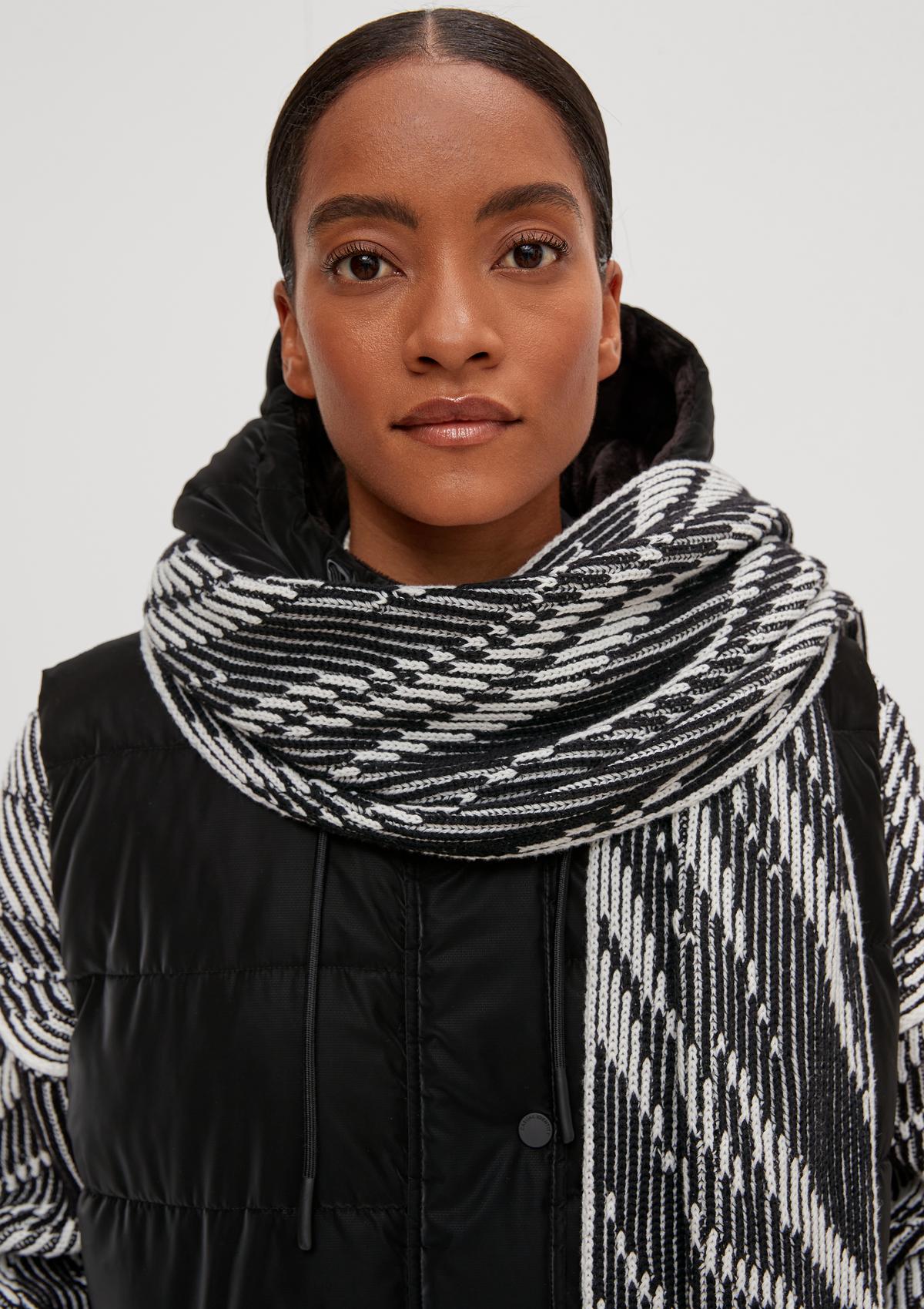 comma Cotton scarf with a zebra pattern