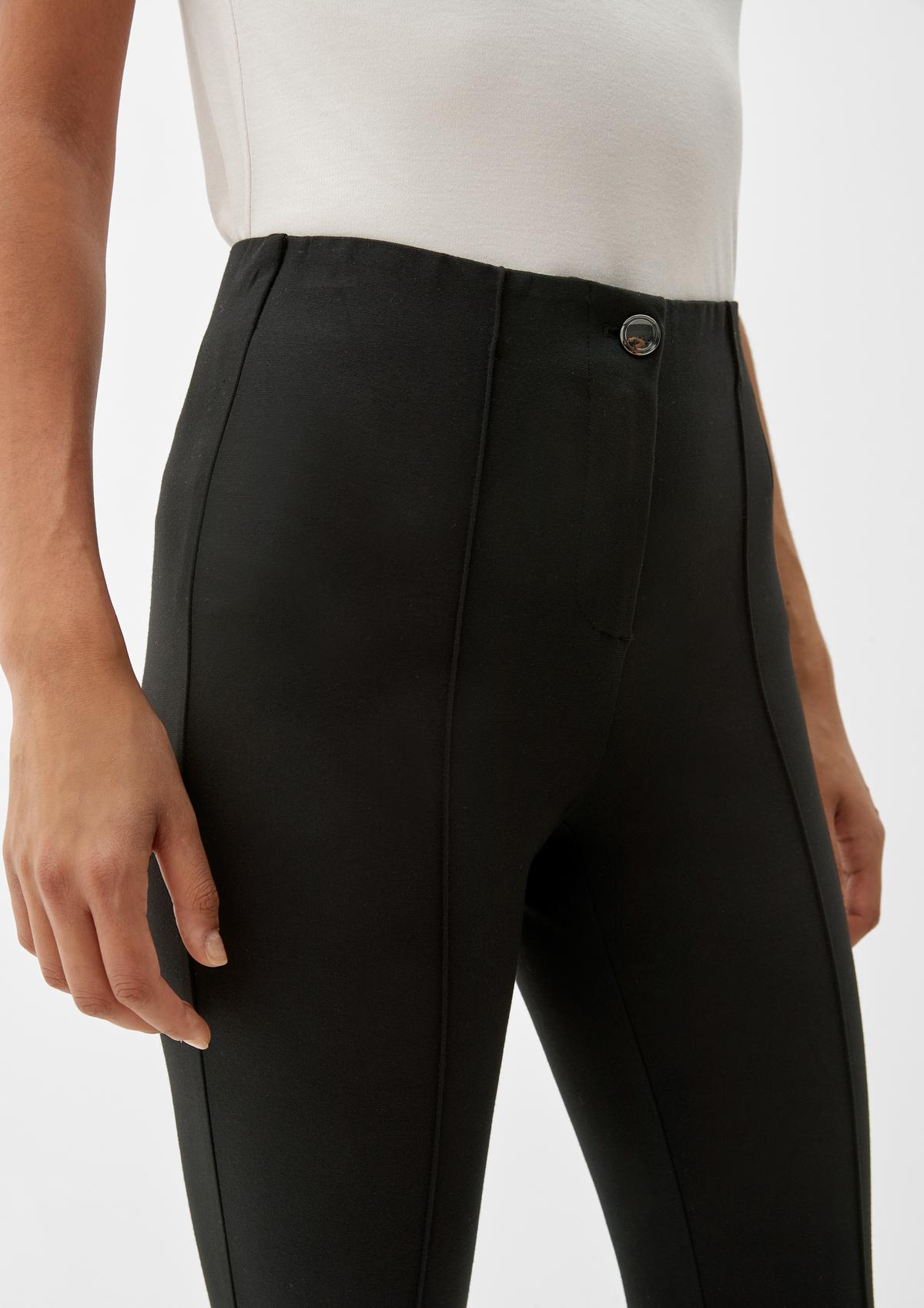 with black Slim fit: seams leggings - pintuck