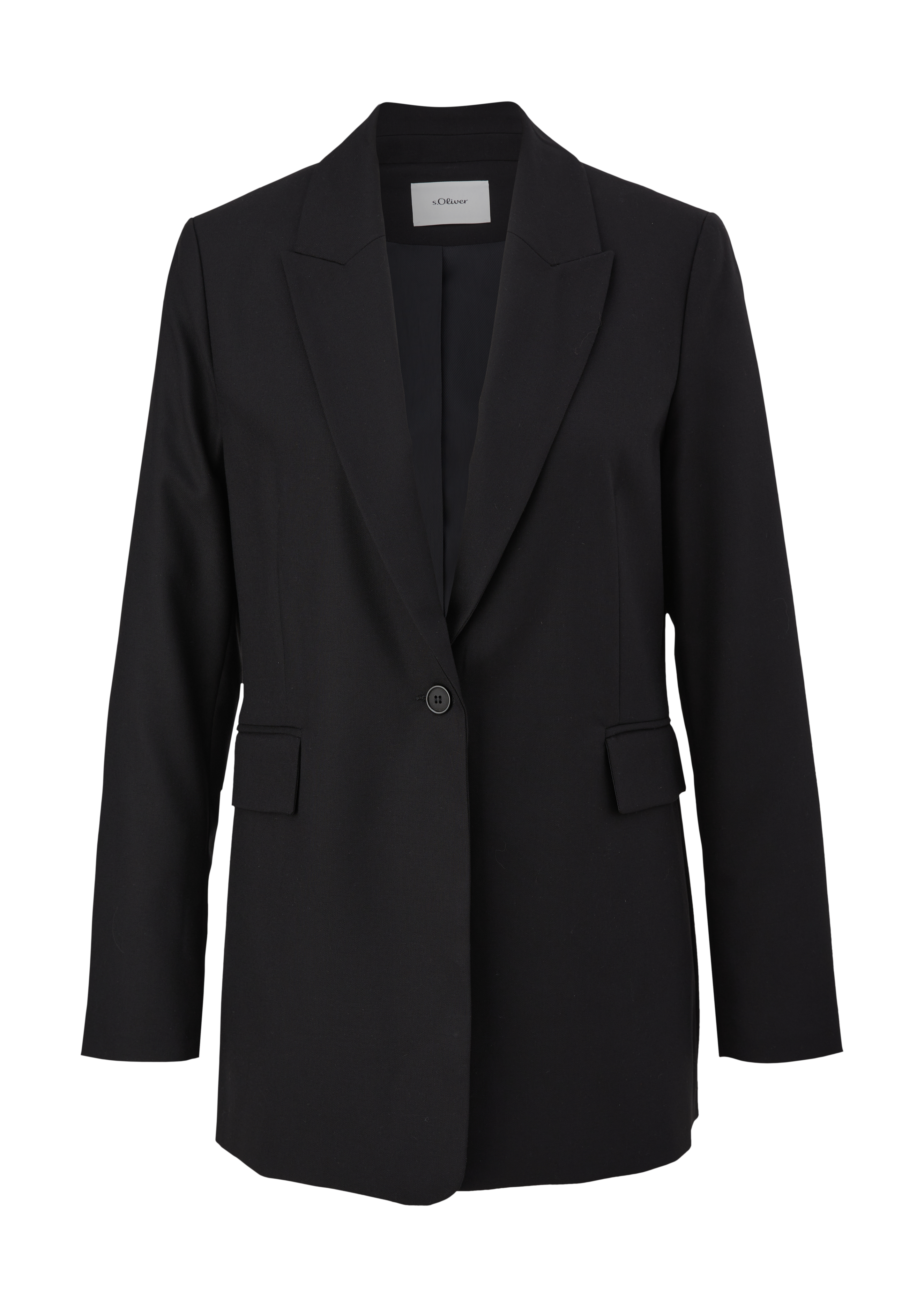 s.Oliver - Taillierter Blazer aus Viskosemix, Damen, schwarz