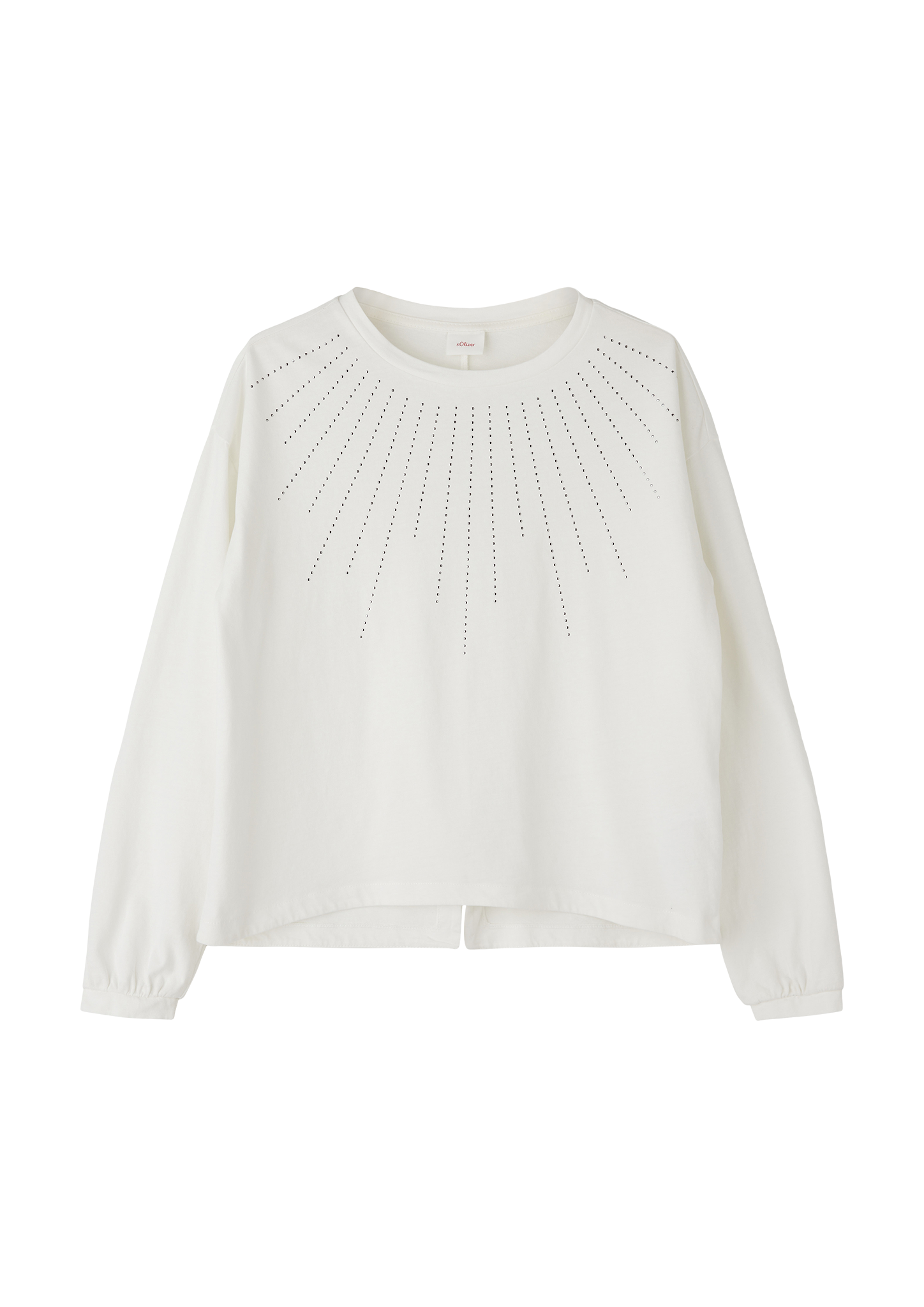 s.Oliver - Longsleeve mit Nietenbesatz, Mädchen, creme|weiß
