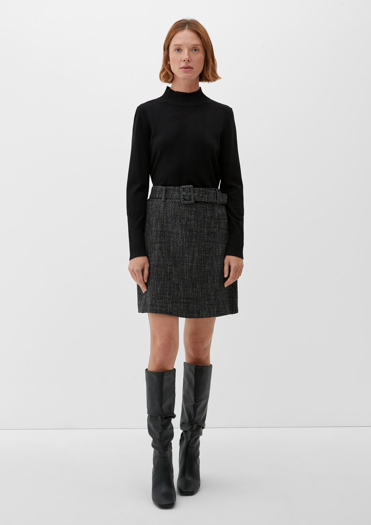 Tweed mini skirt - black | s.Oliver