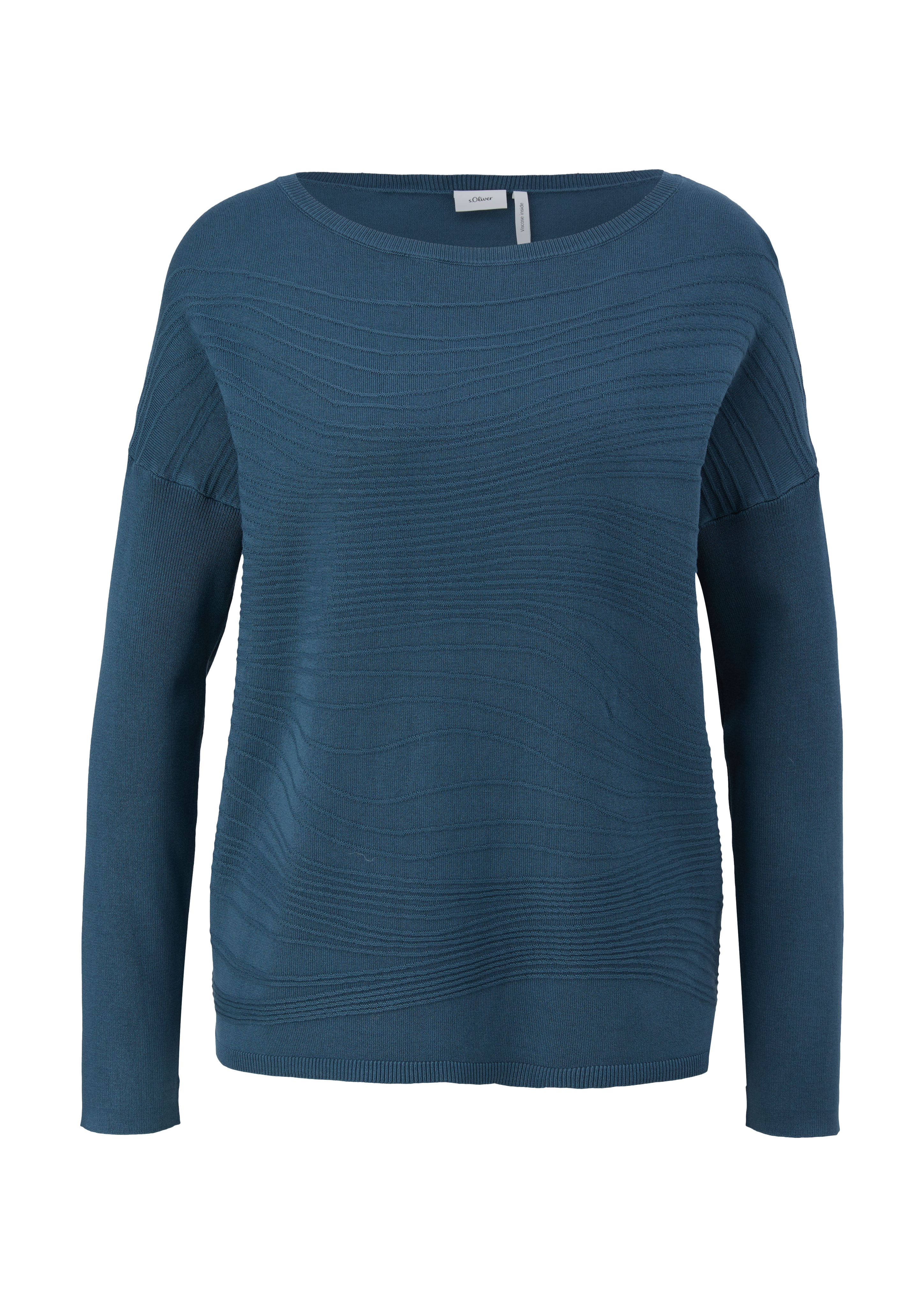 s.Oliver - Pullover mit feinen Strickstreifen, Damen, Blau