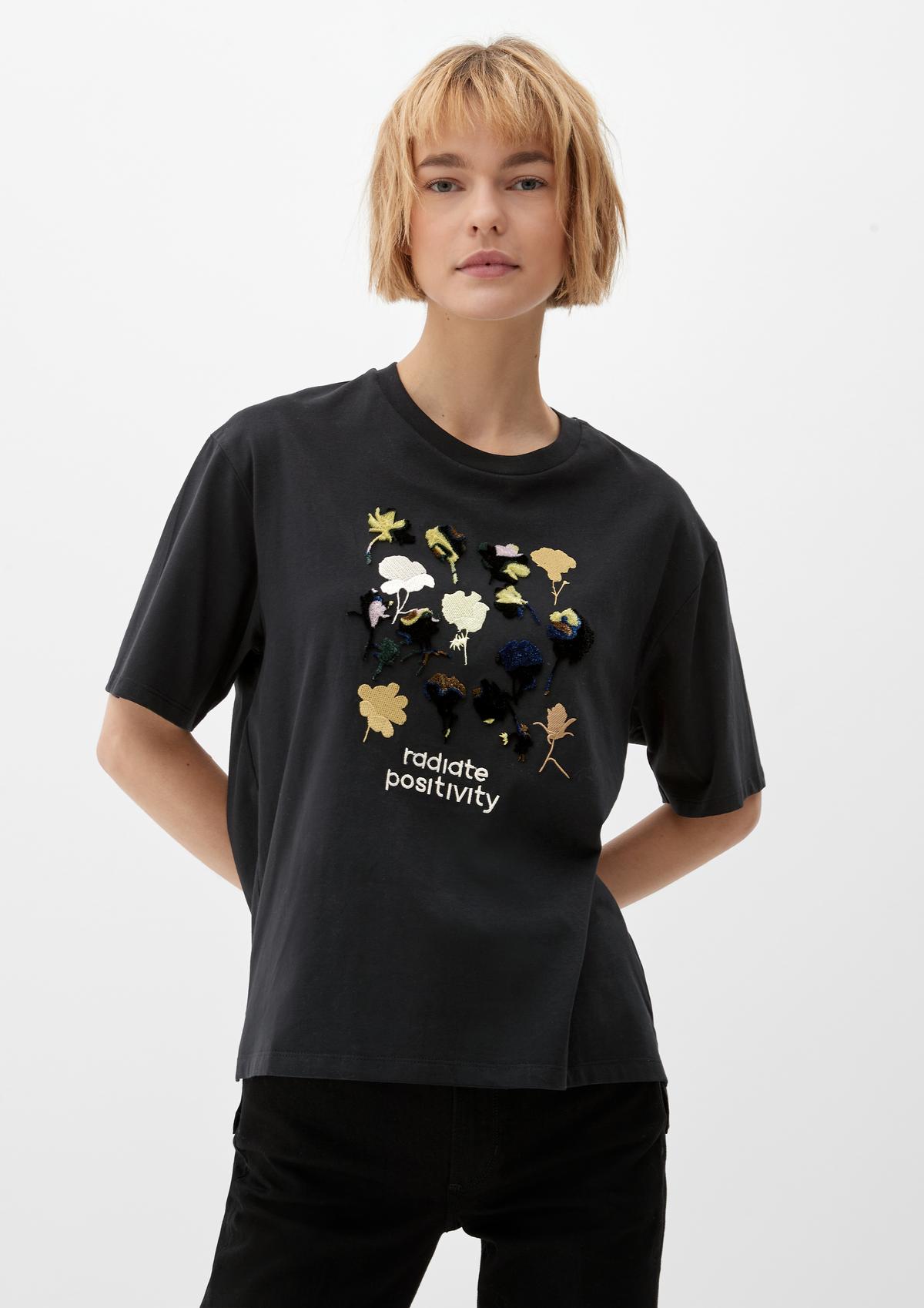 Printed cotton T-shirt - ecru