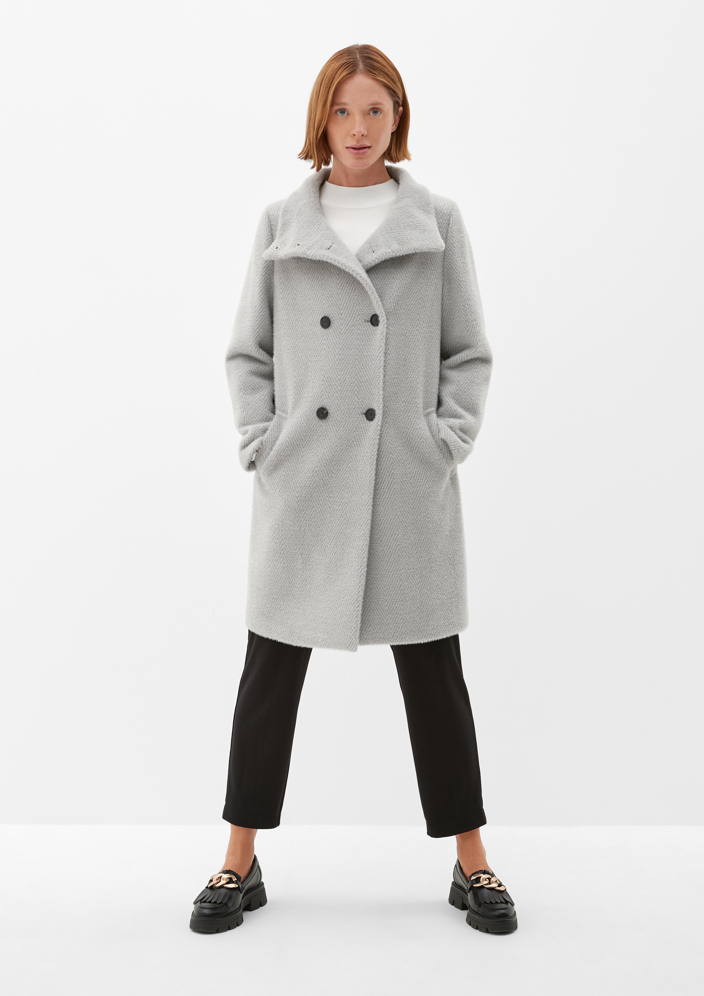 Mantel mit Herringbone-Muster - hellgrau | s.Oliver