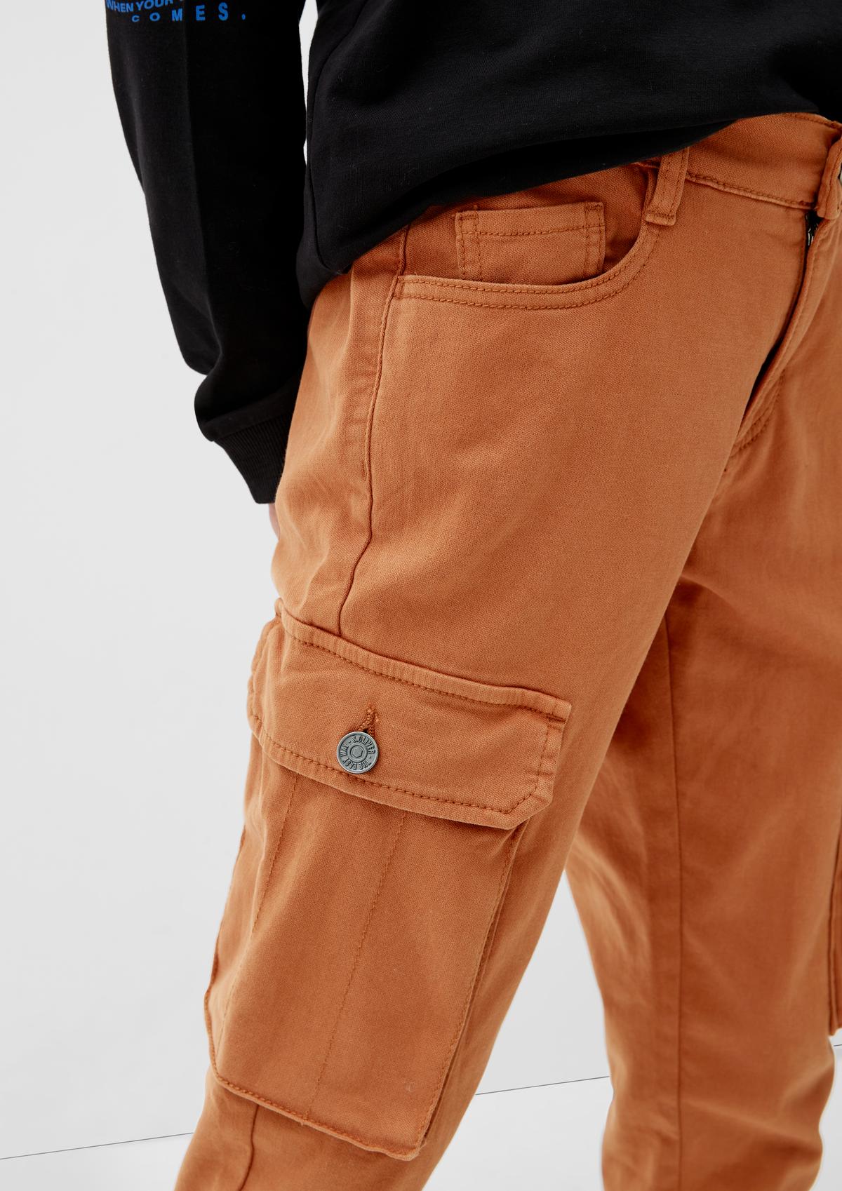 with - pockets cargo cinnamon trousers fit: Slim