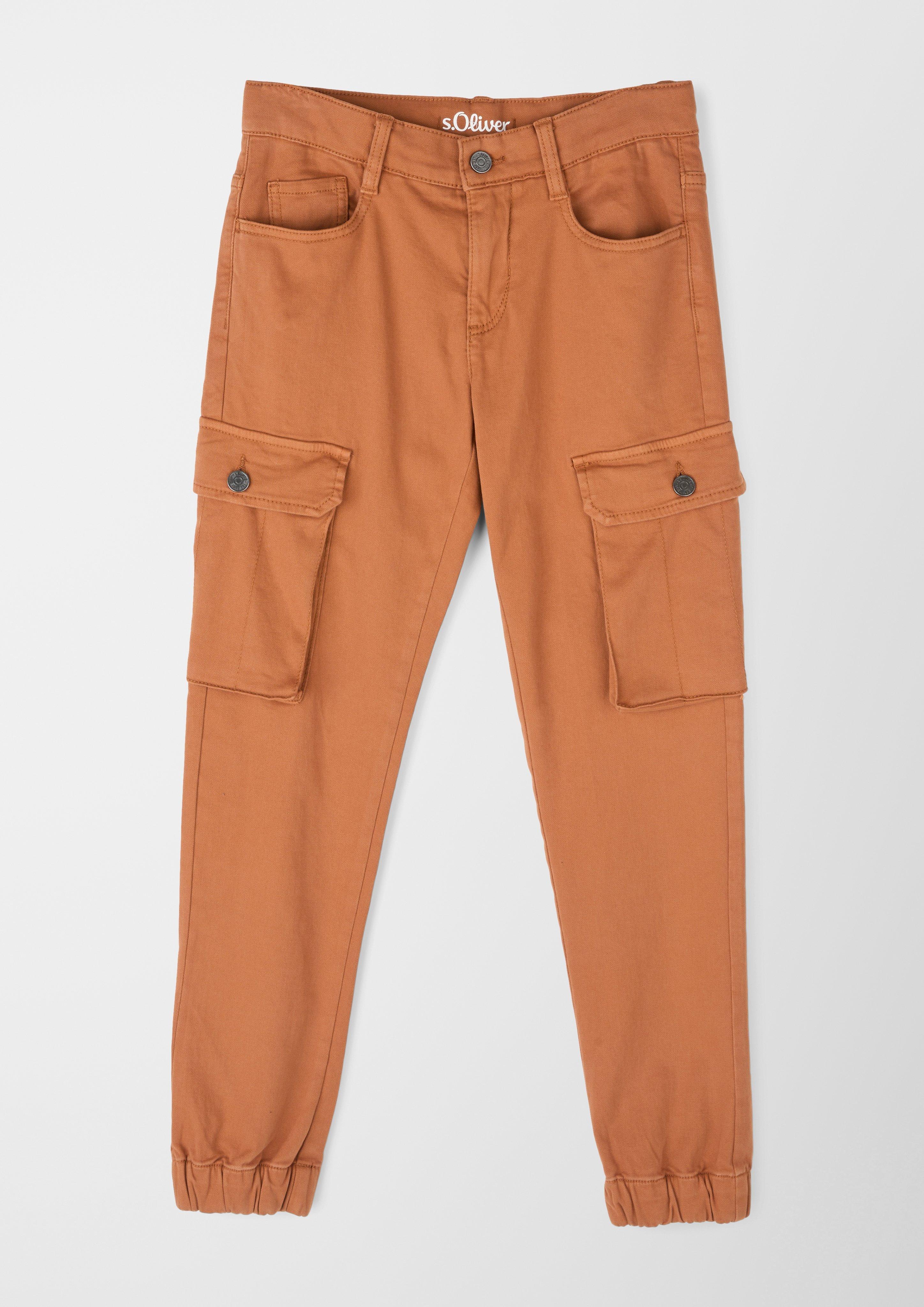 trousers Slim - cinnamon with cargo pockets fit: