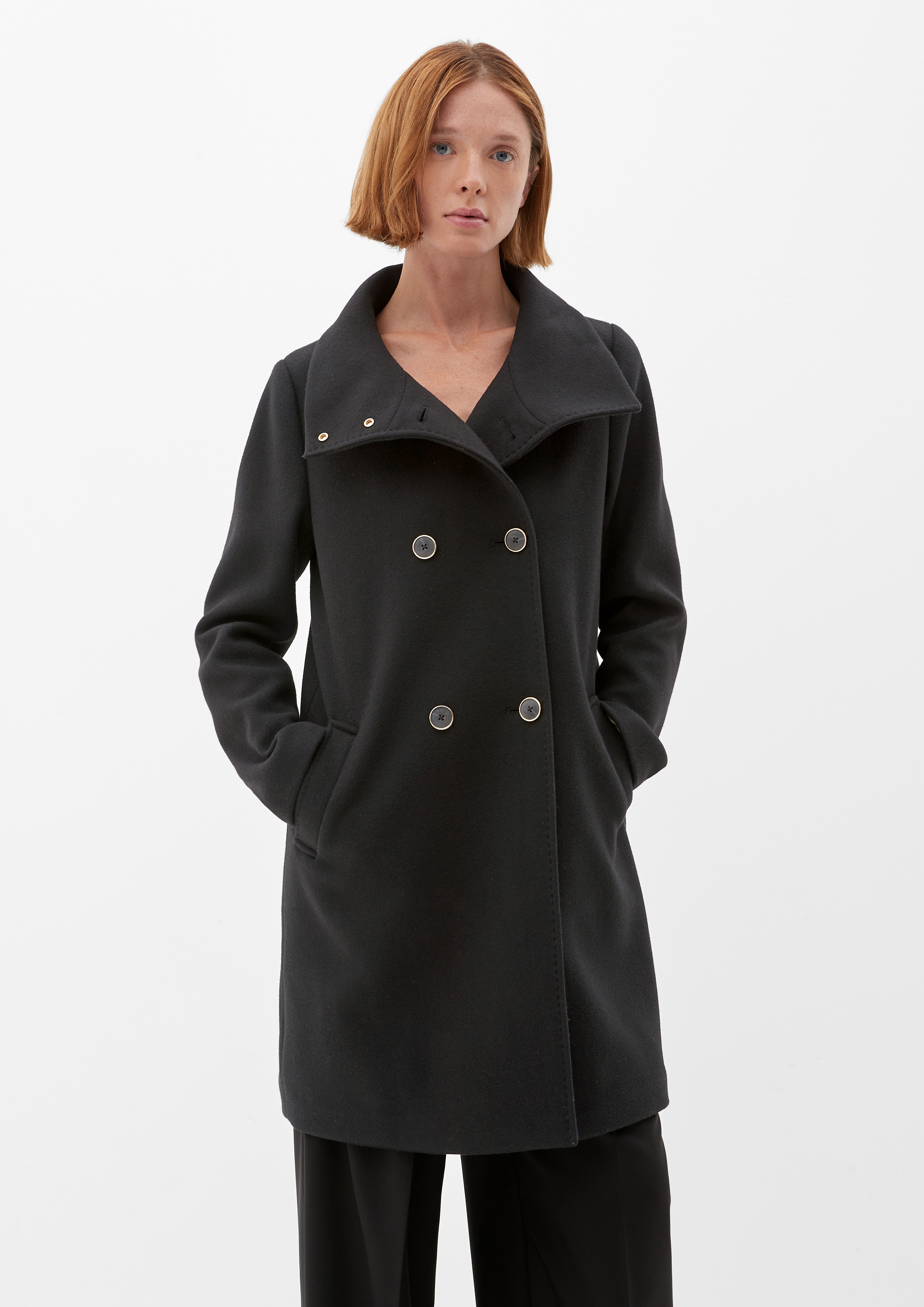 Blended wool coat with a standup collar pigeon grey s.Oliver