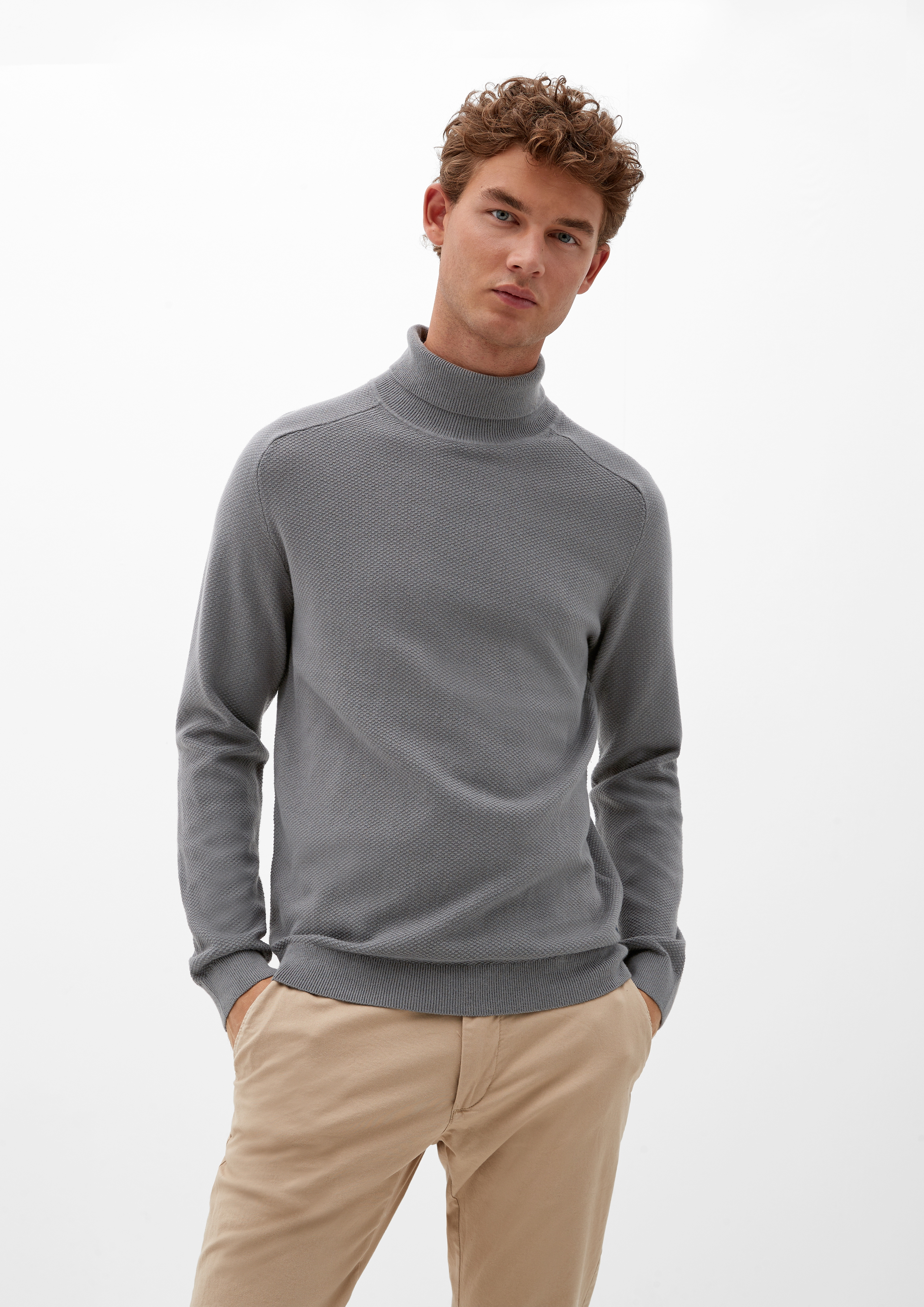 Grey polo outlet neck jumper