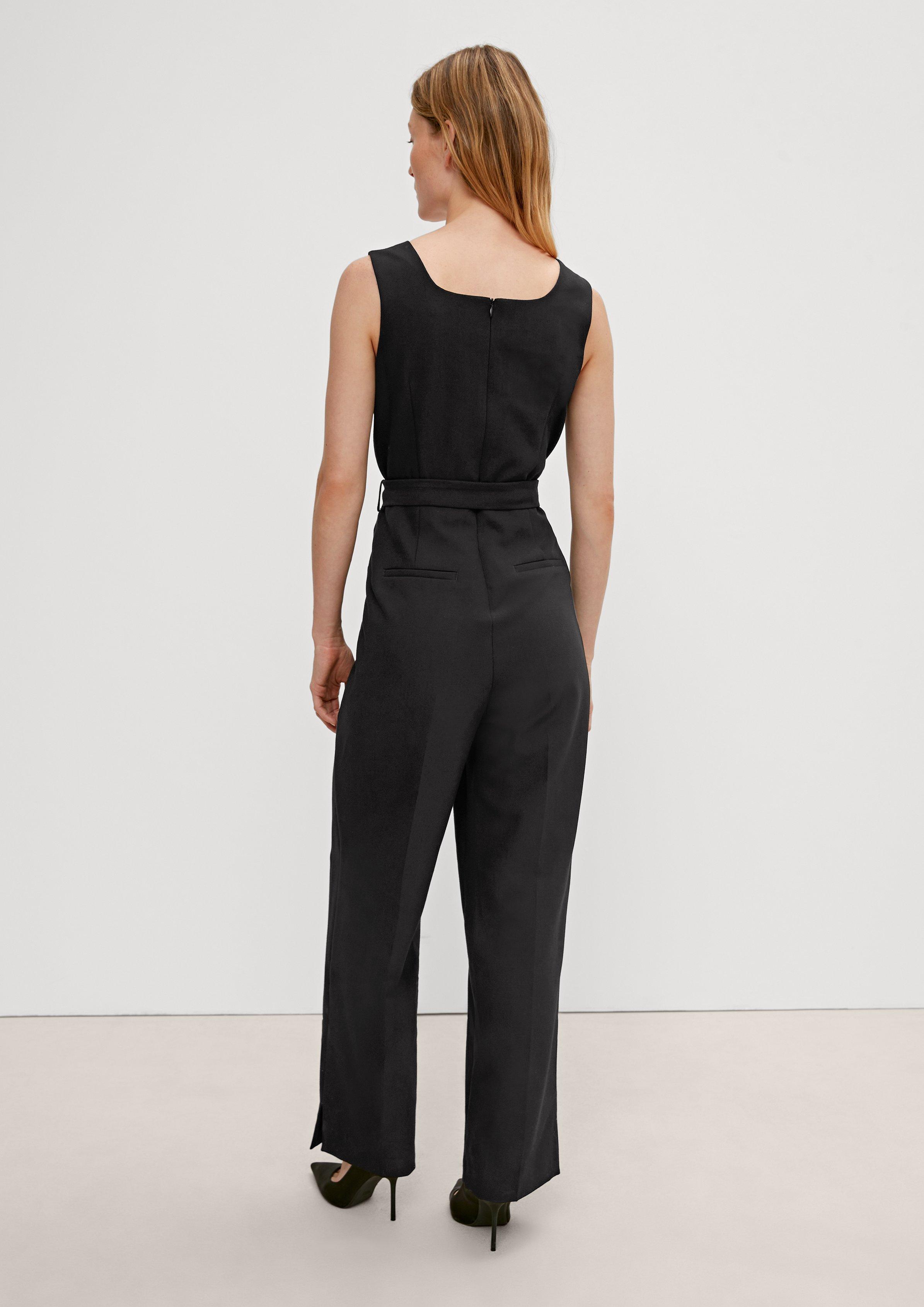 Elegant viscose blend jumpsuit black Comma