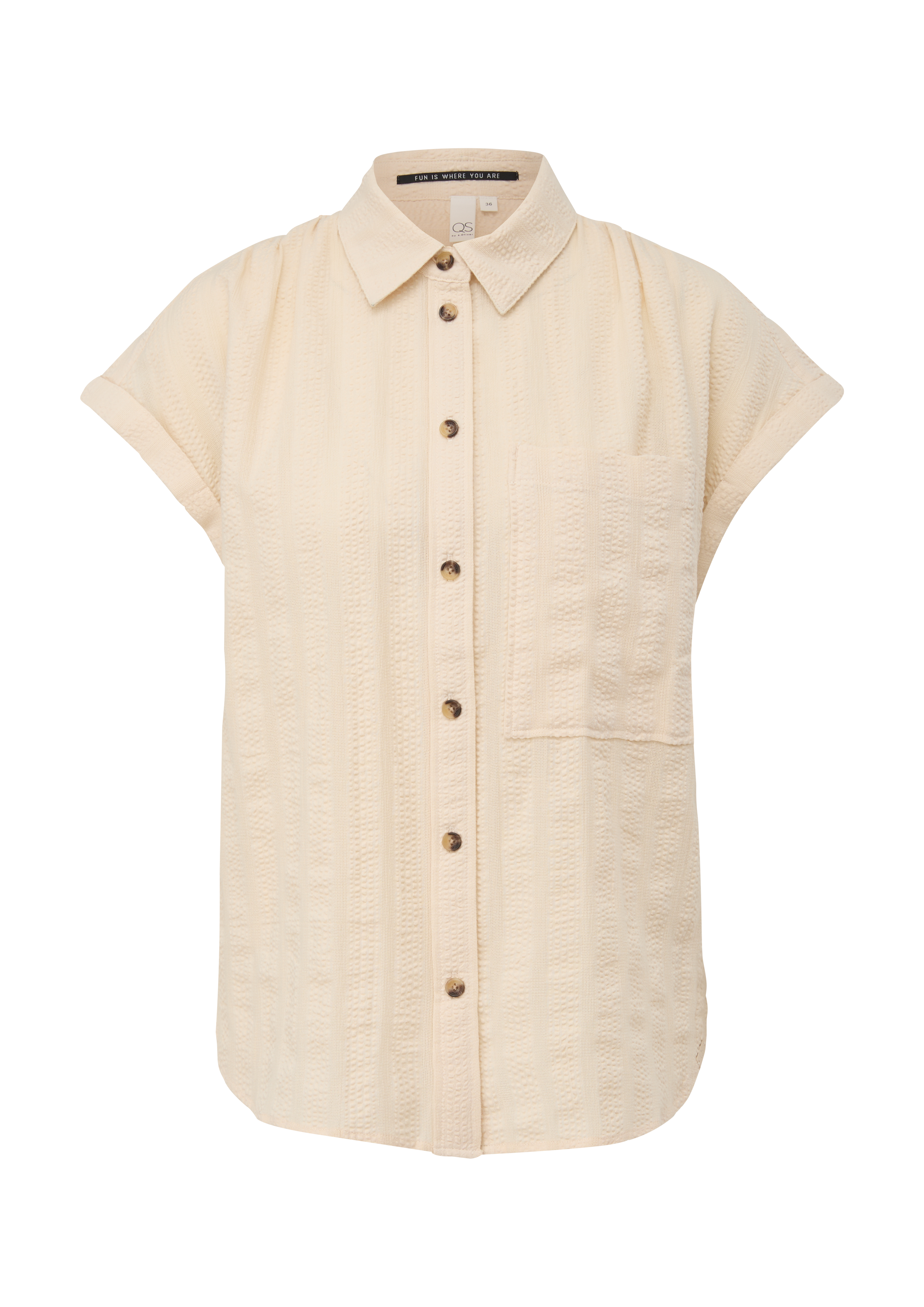 QS - Oversize-Bluse aus Baumwolle, Damen, Beige