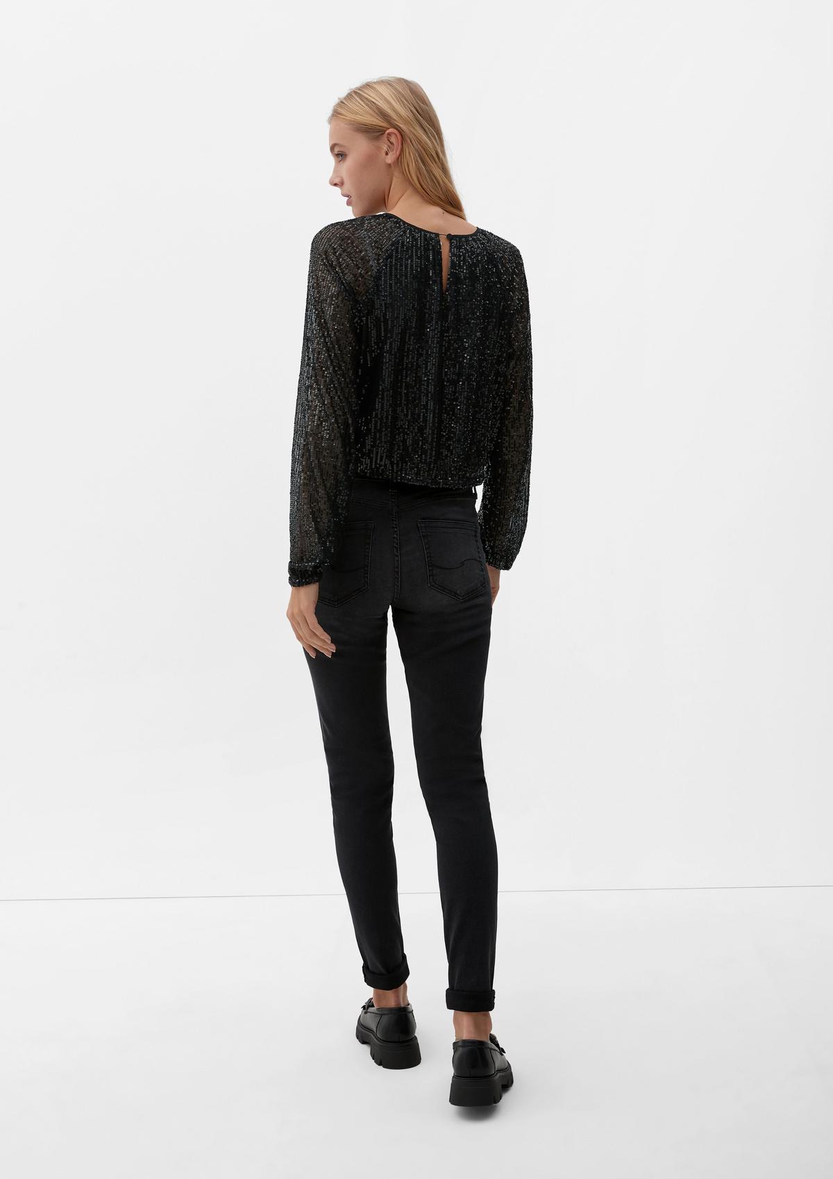 Mesh blouse with sequins - black | s.Oliver