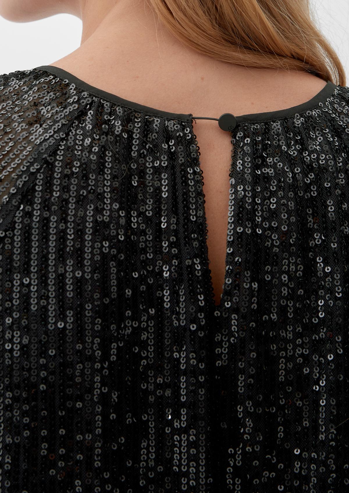Mesh blouse with sequins - black | s.Oliver