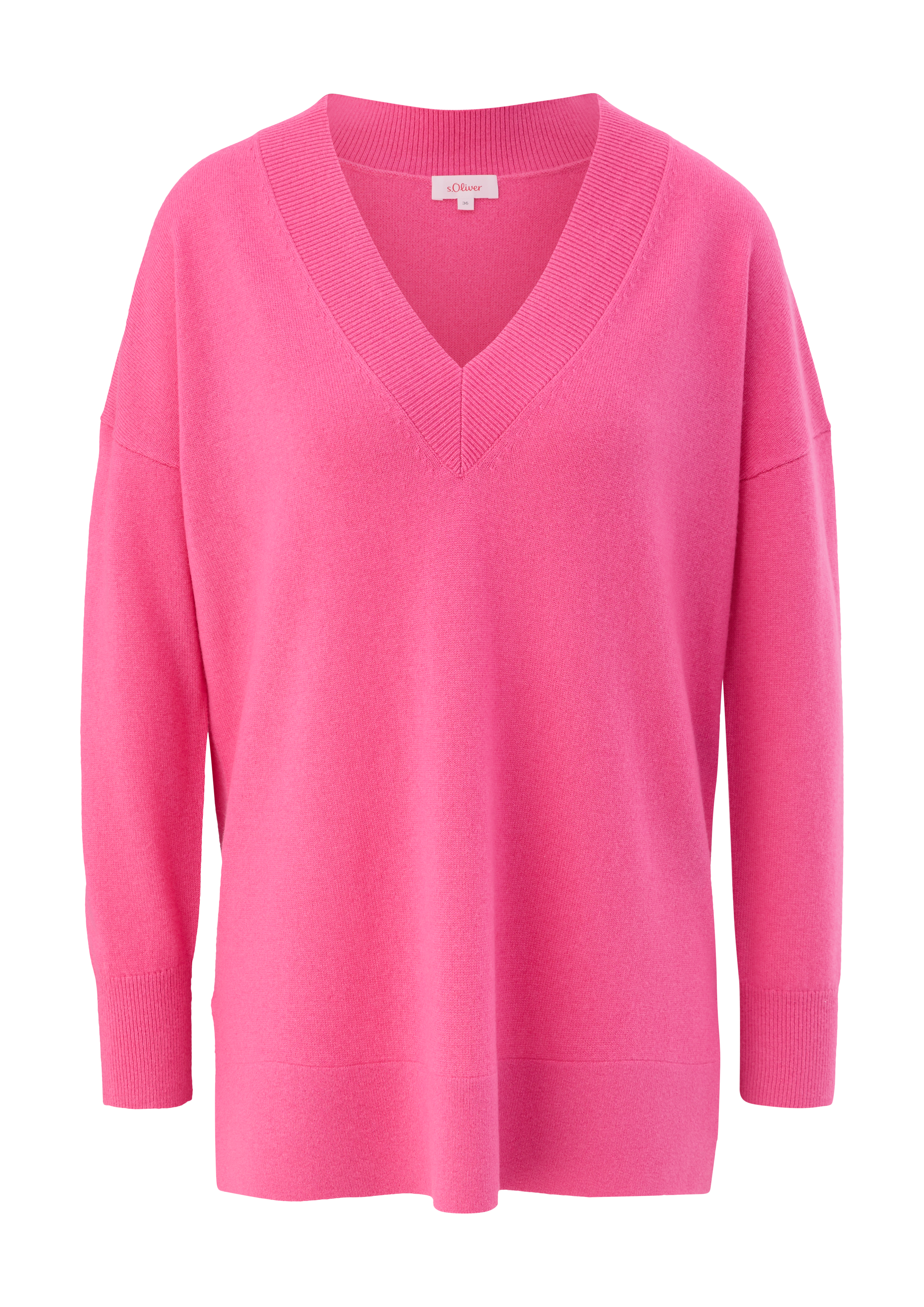 Pulover iz kašmira z Vizrezom rožnata barva biserne matice s.Oliver