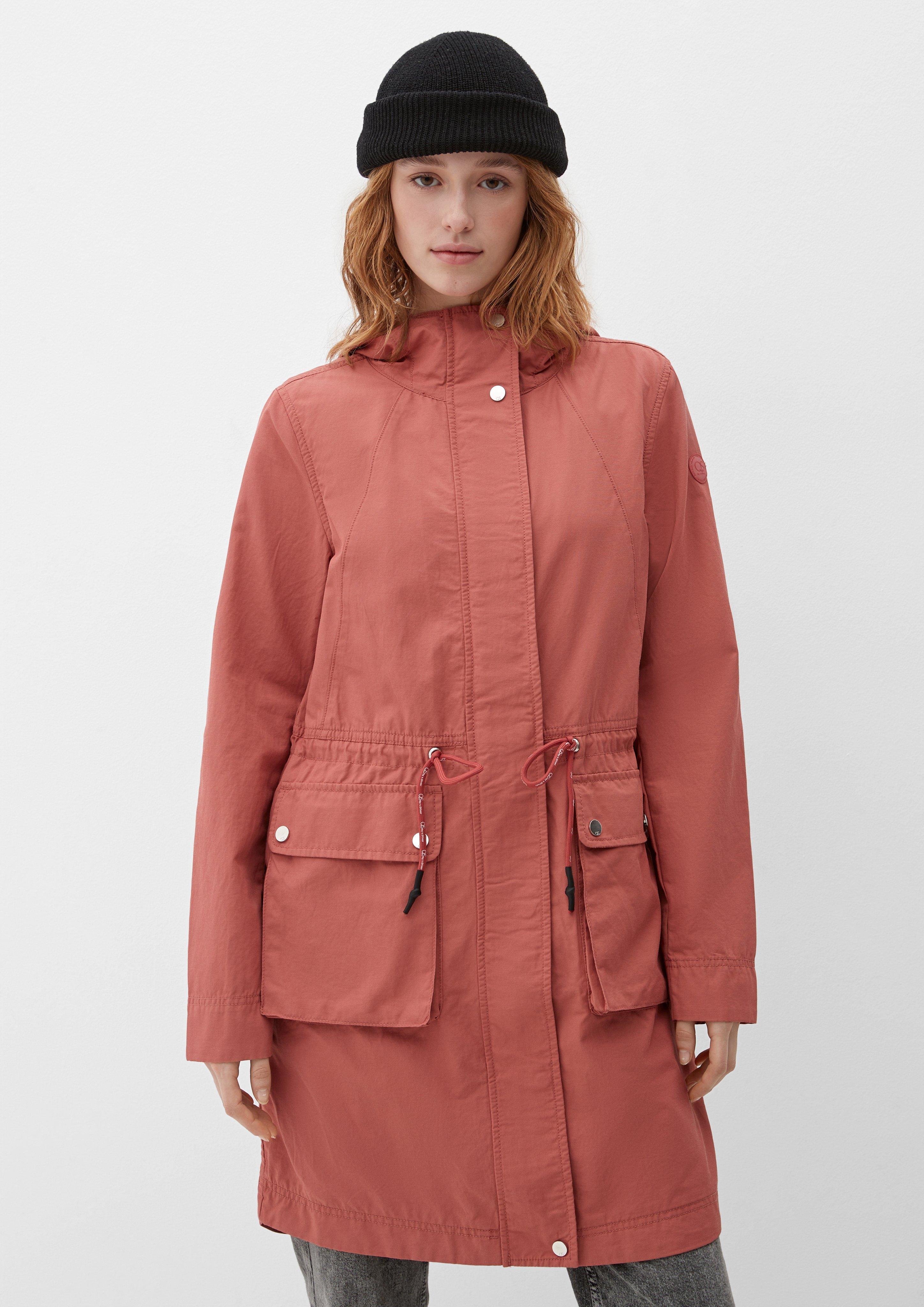 Hooded cargo outlet drawstring anorak jacket