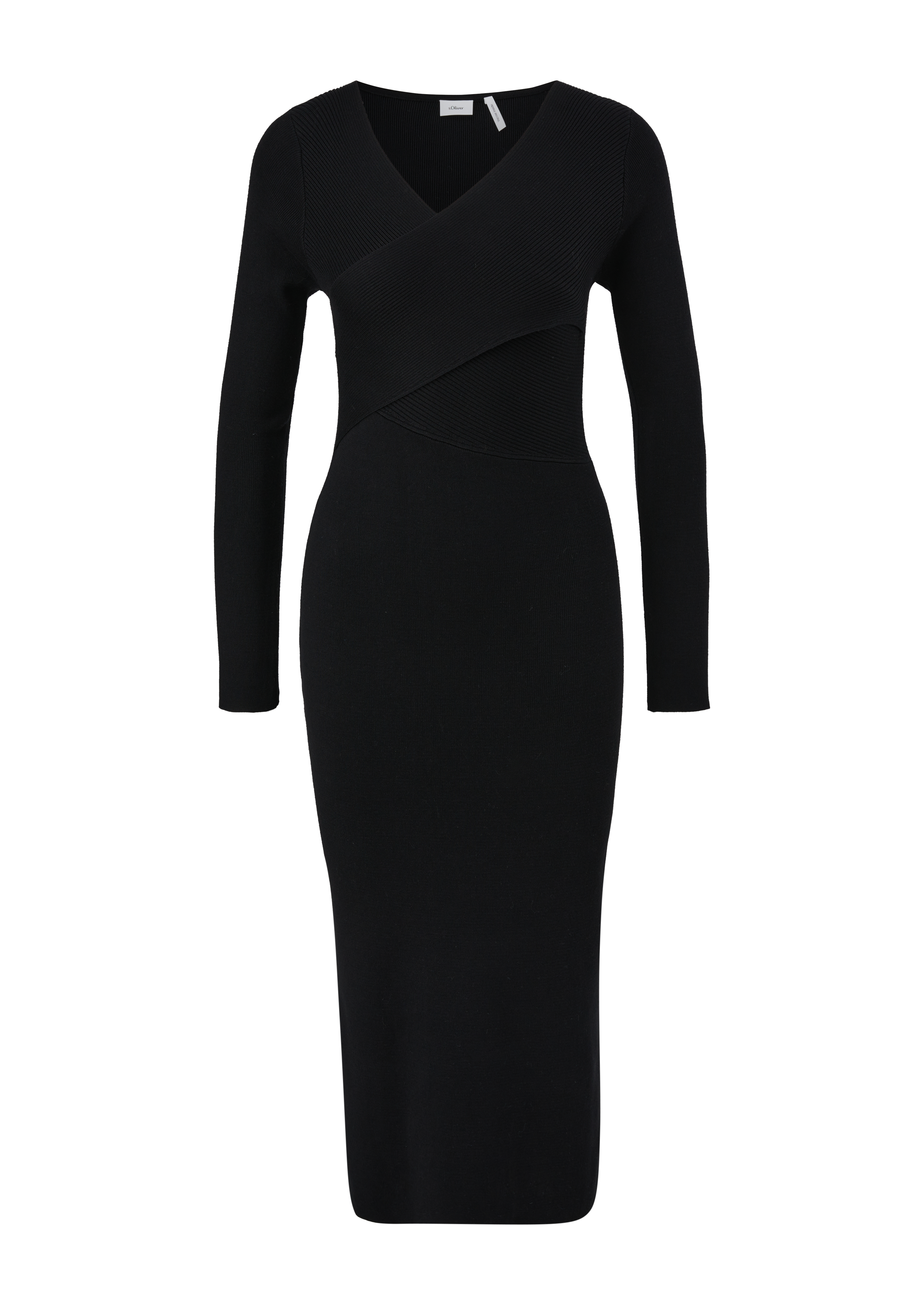 s.Oliver - Strickkleid in Wickel-Optik, Damen, schwarz