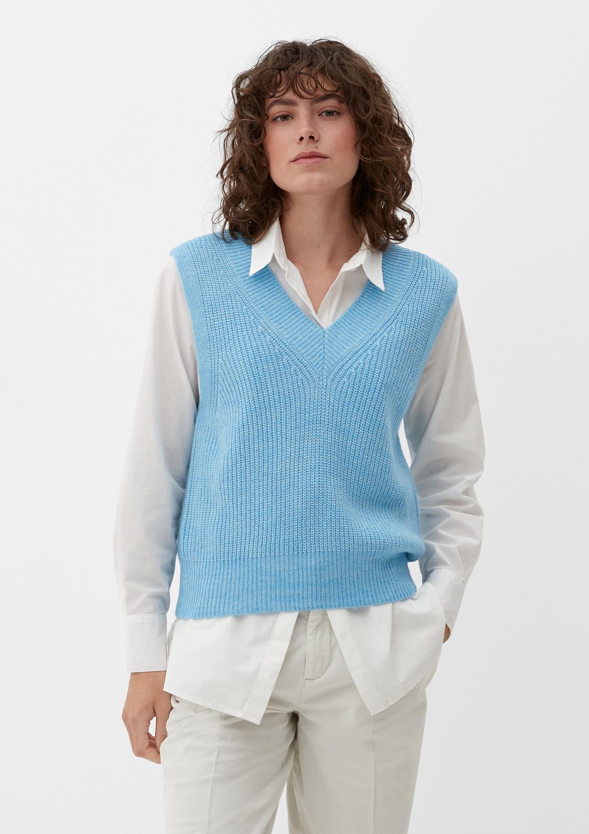 s.Oliver Pleten pulover z V-izrezom