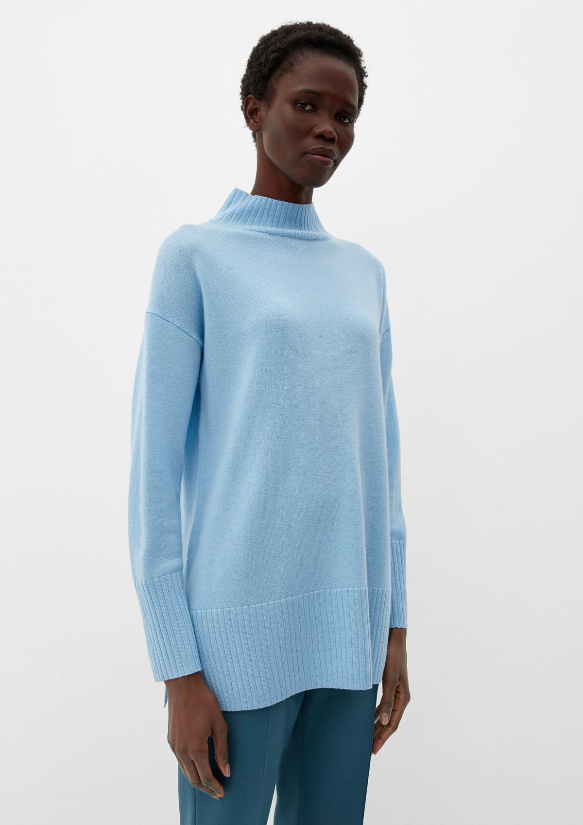Cashmere jumper with ribbed trims - arctic blue | s.Oliver