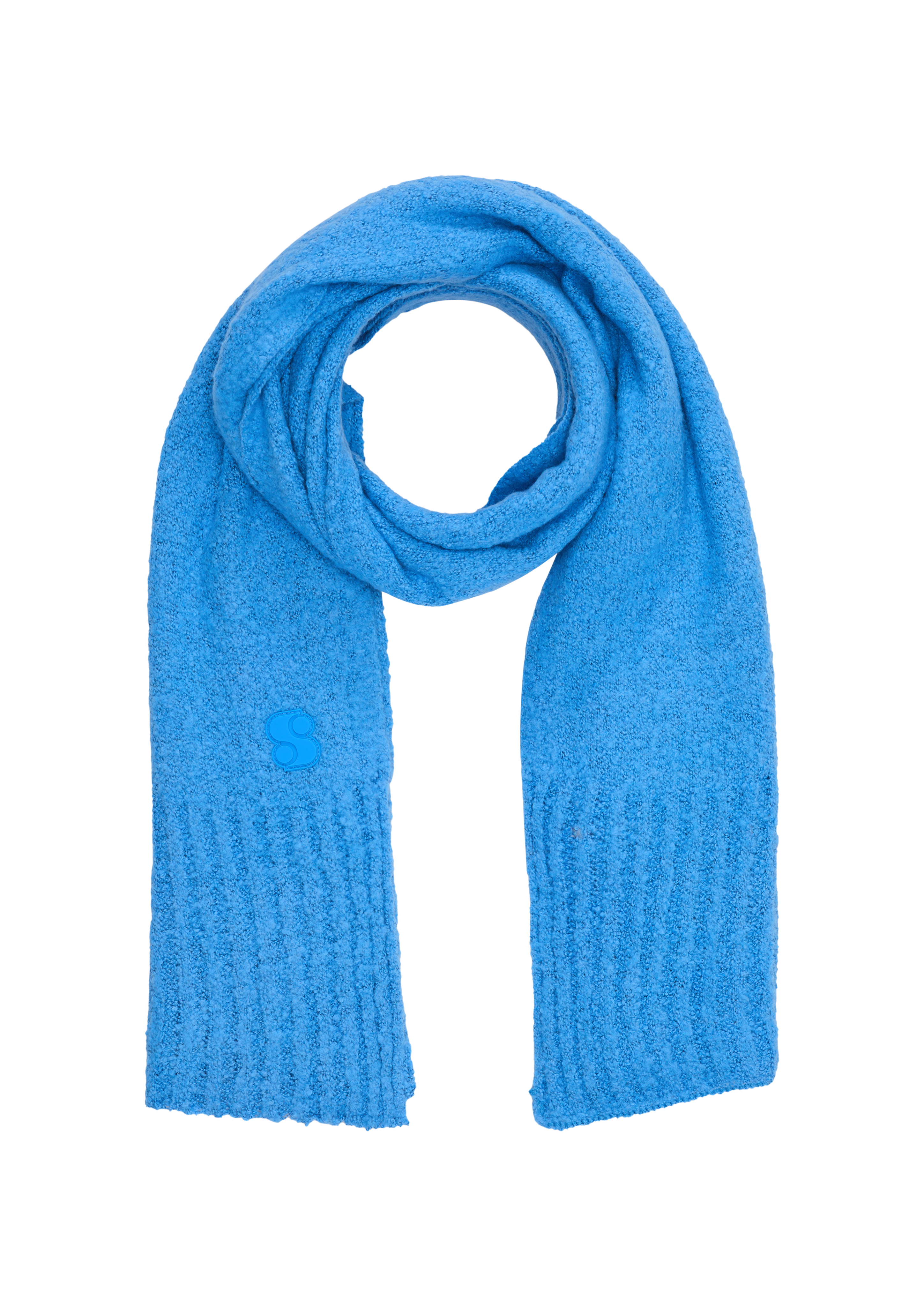 s.Oliver - Baumwollschal aus Bouclé, Damen, blau