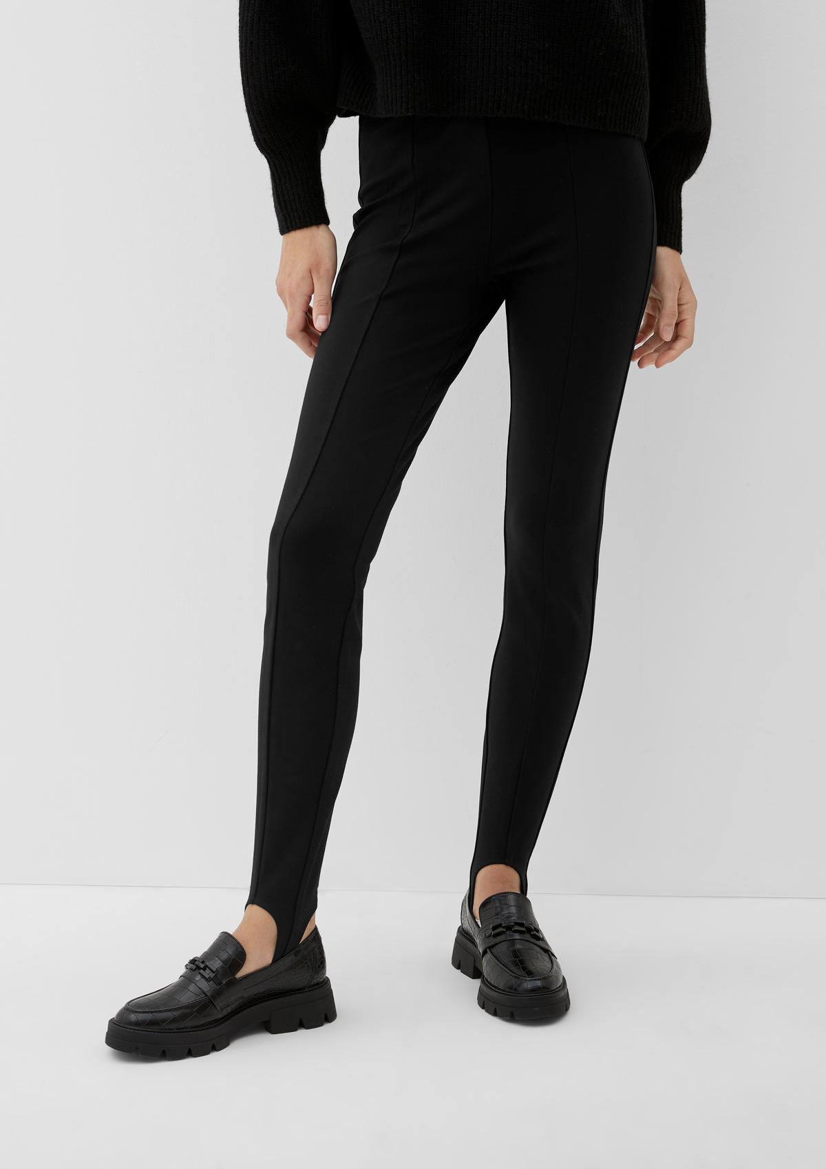 Leggings with a leather-look front - black
