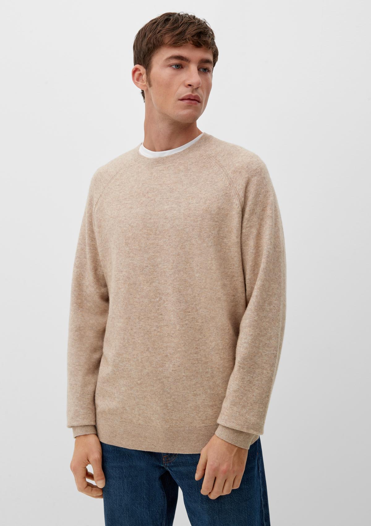 Feinstrick-Pullover aus Wollmix - sandfarben