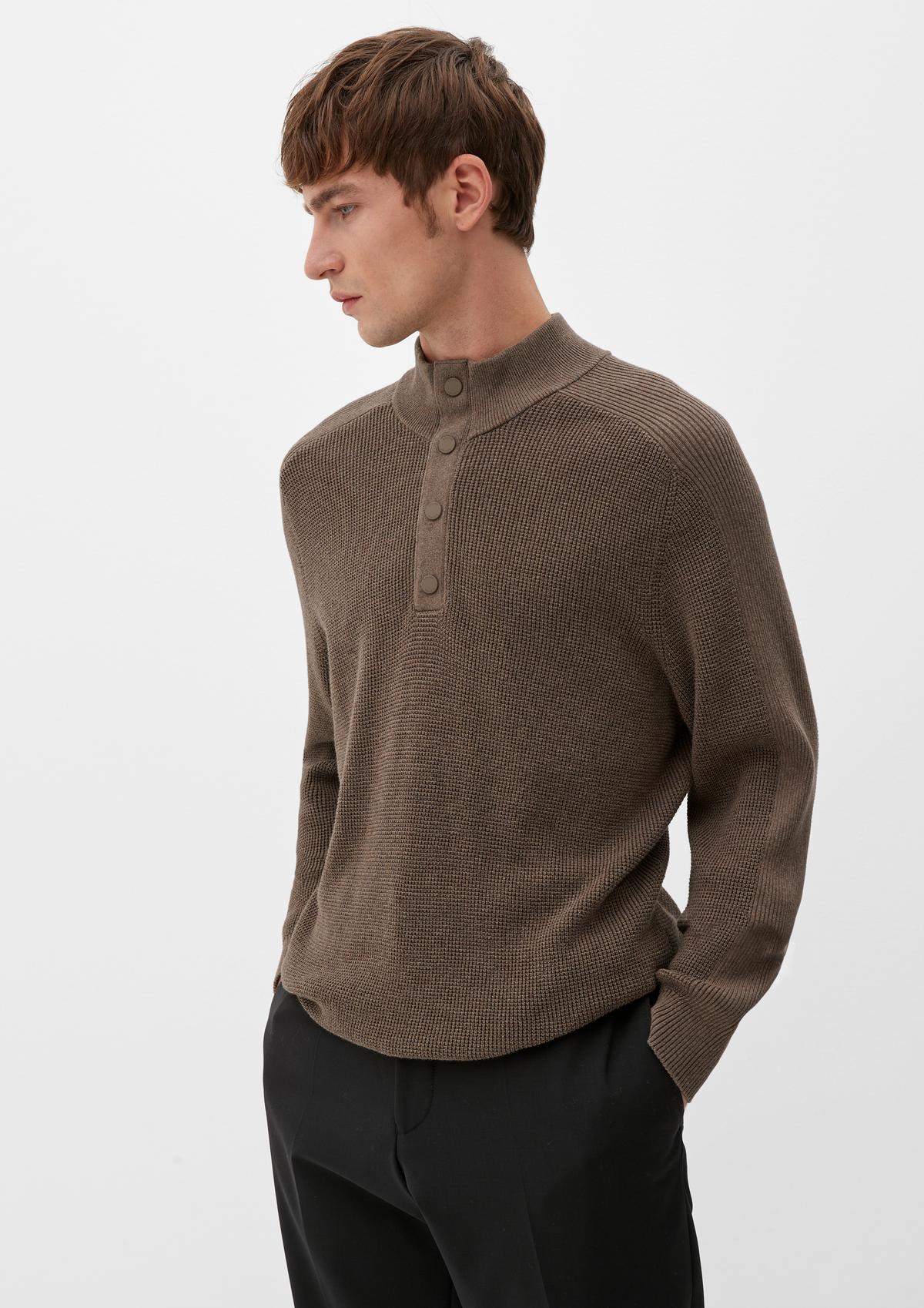 Zip neck with merino wool - navy