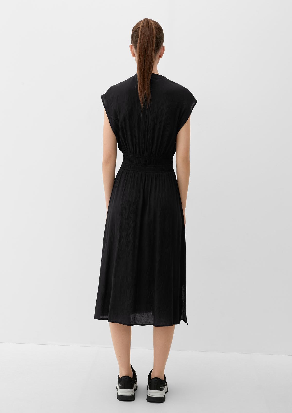 Midi-Kleid aus - Viskose-Crêpe schwarz