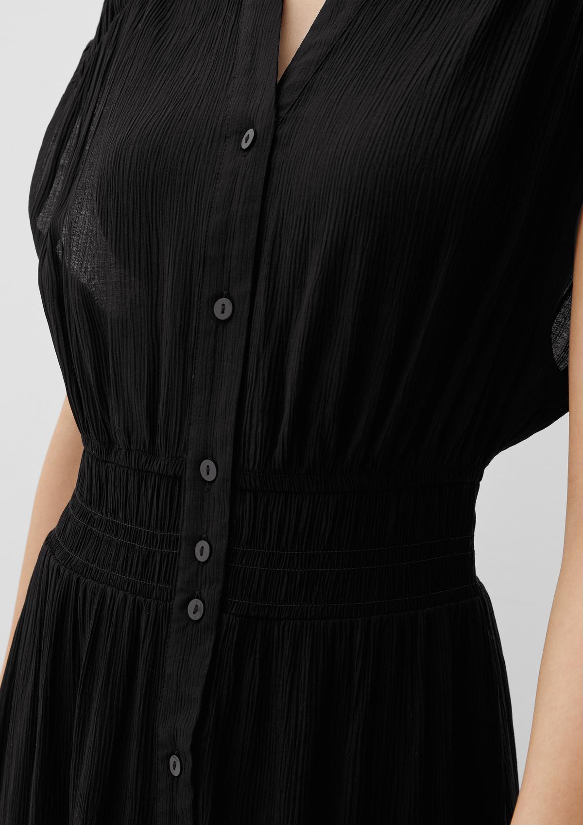 Midi-Kleid aus Viskose-Crêpe schwarz 