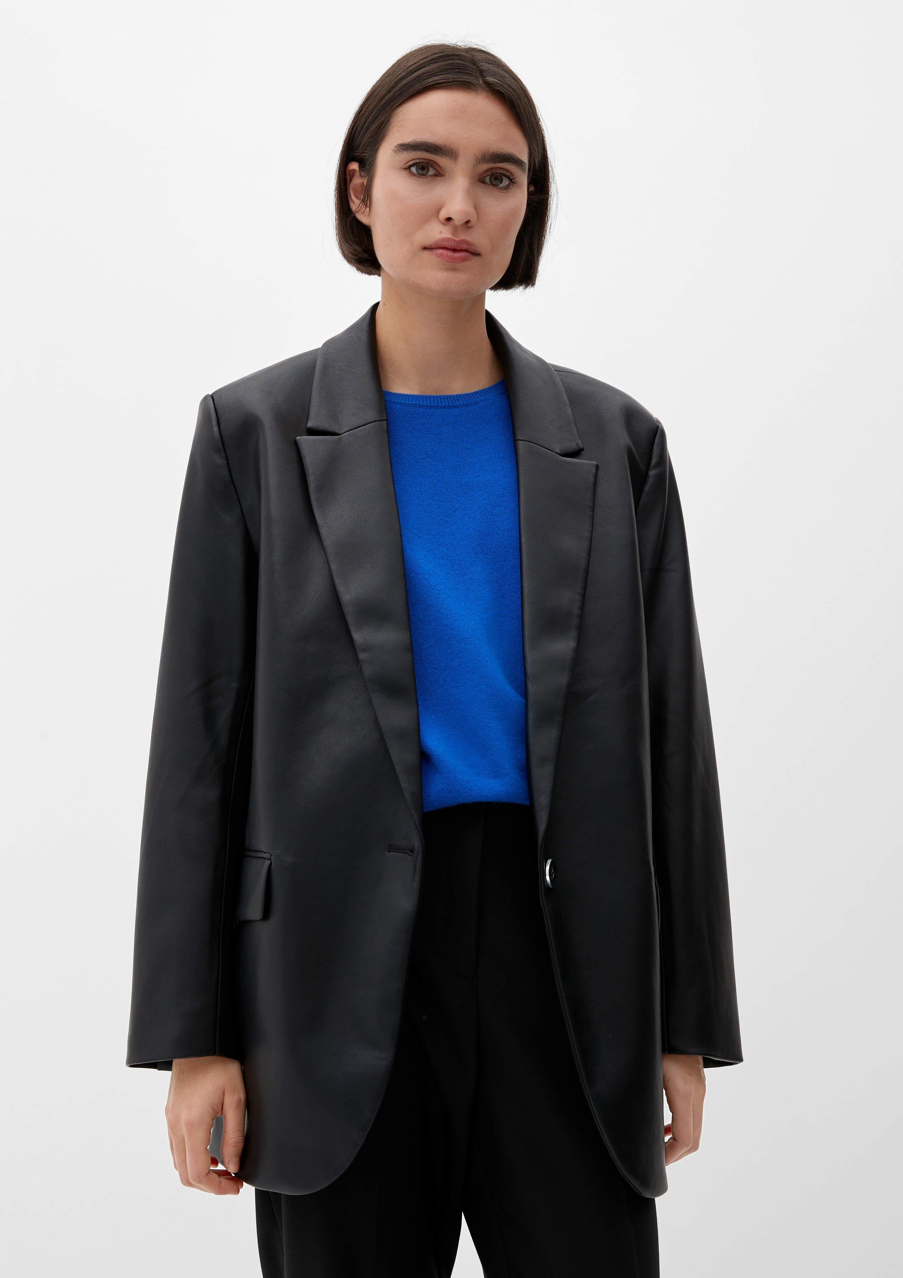 Faux leather blazer black s.Oliver