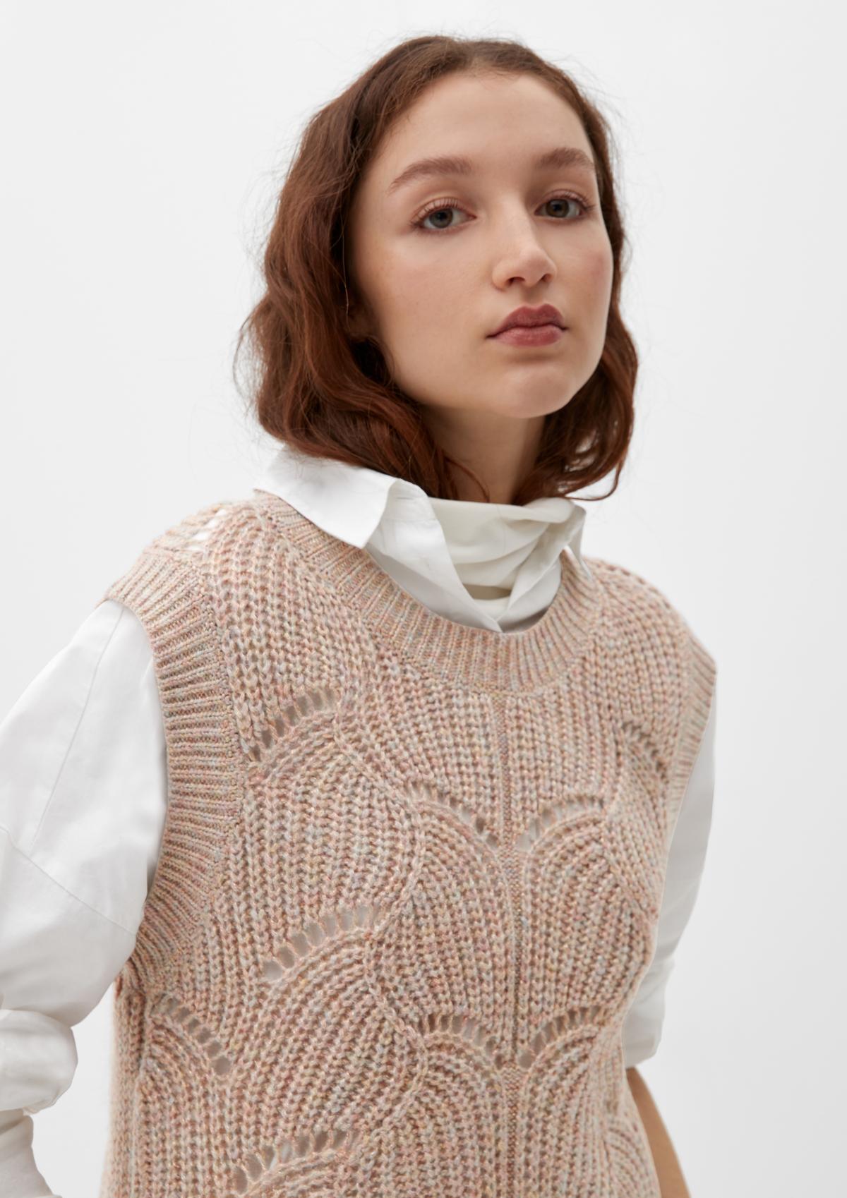 s.Oliver Sleeveless knitted jumper with an openwork pattern