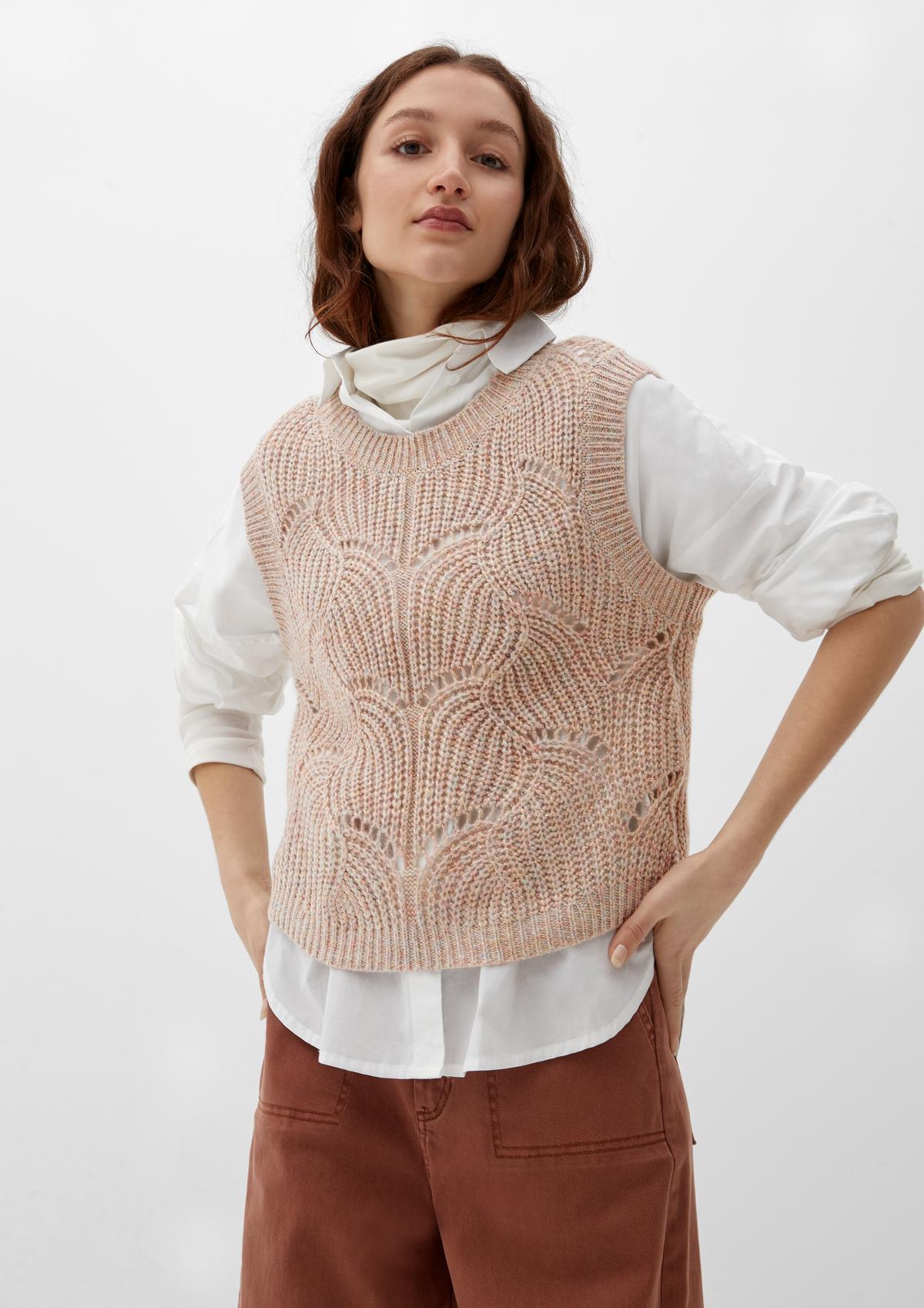s.Oliver Sleeveless knitted jumper with an openwork pattern