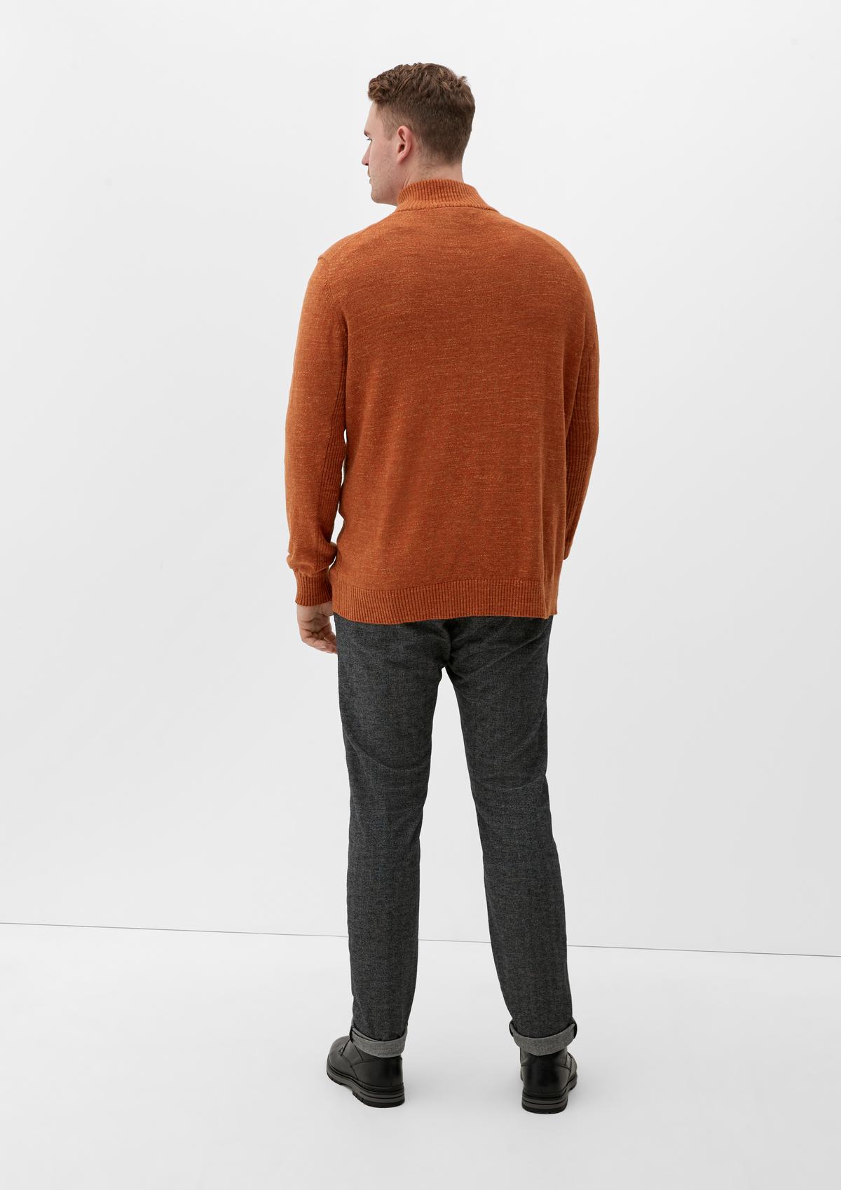 s.Oliver Knitted zip-neck jumper with ribbed details