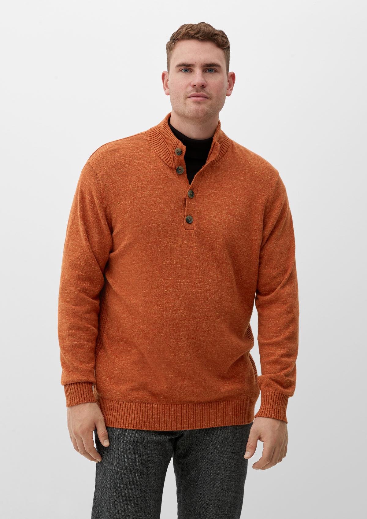 s.Oliver Knitted zip-neck jumper with ribbed details