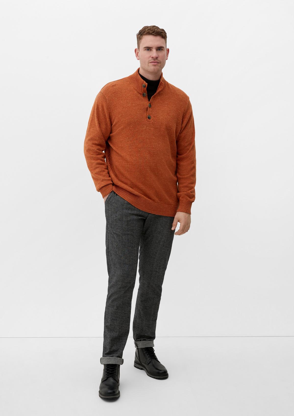 Knitted zip-neck jumper with ribbed details