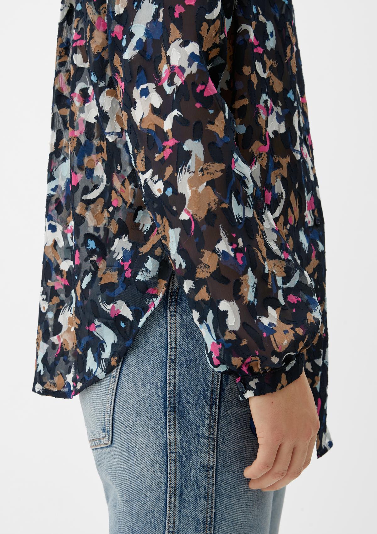 s.Oliver Jacquard blouse met geknoopt detail
