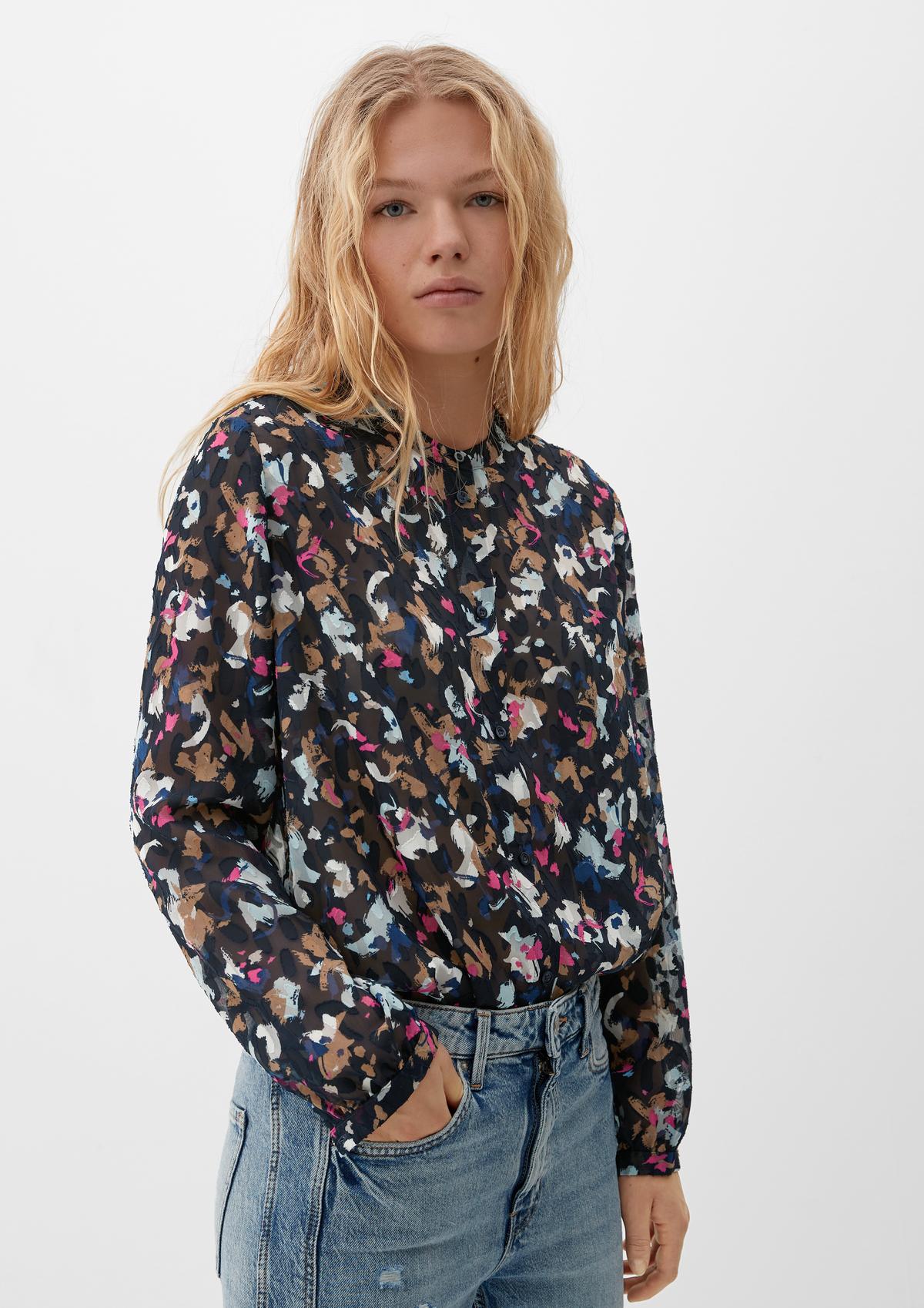 s.Oliver Jacquard blouse met geknoopt detail