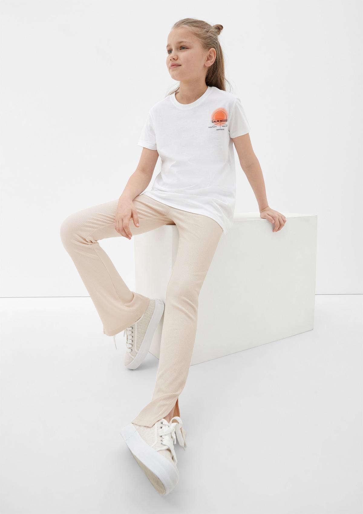 Loose fit: Leggings with a ribbed texture - white sand