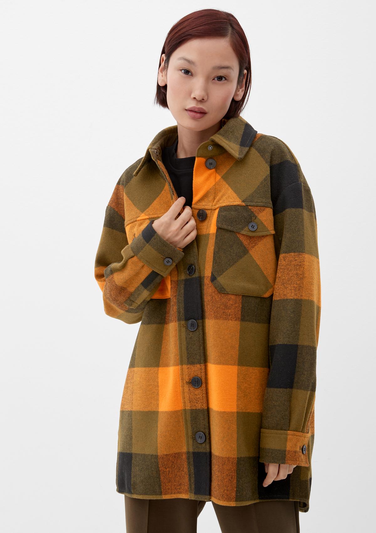 s.Oliver Checked overshirt in blended wool