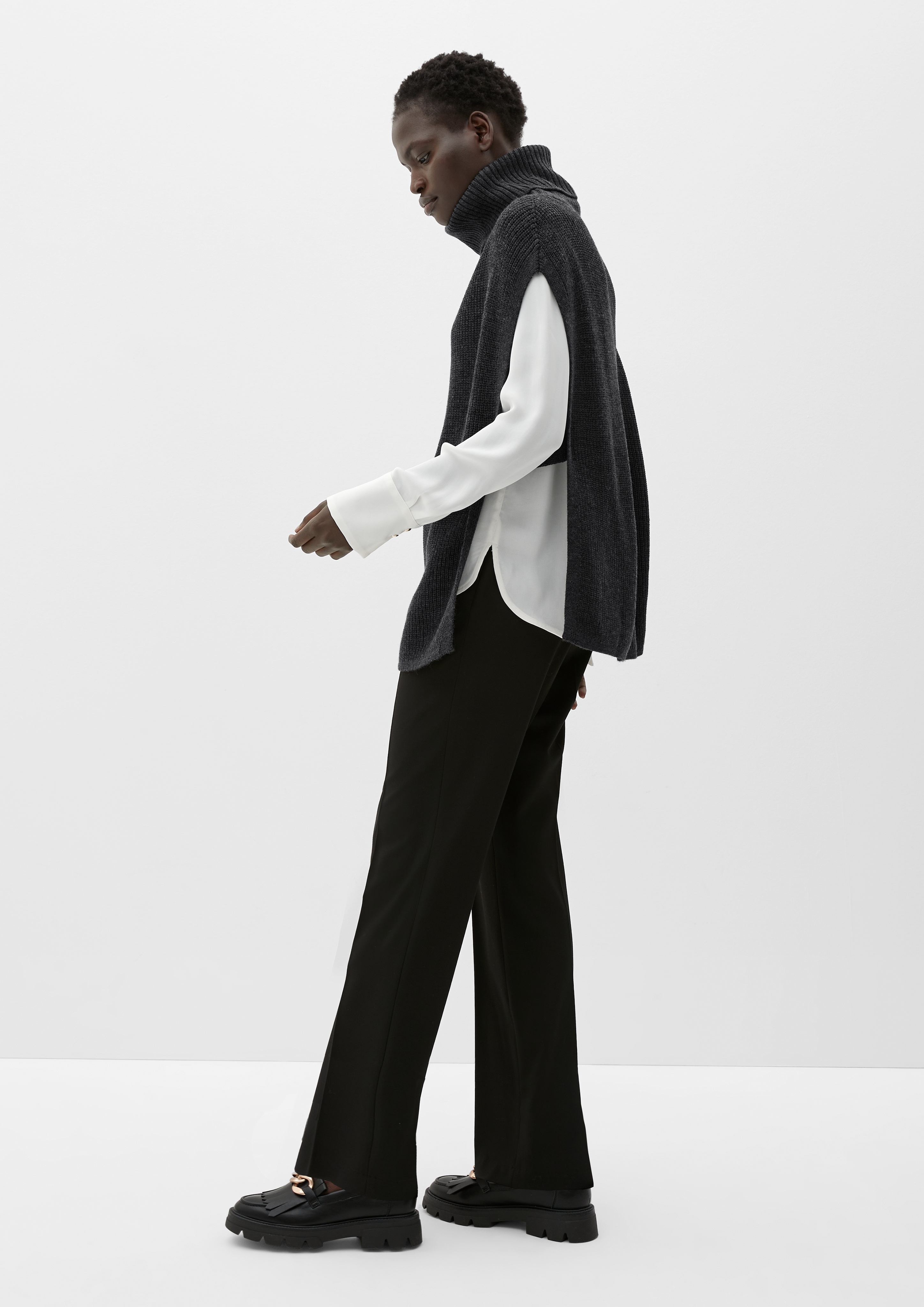 Poncho With A Polo Neck Dark Grey S Oliver