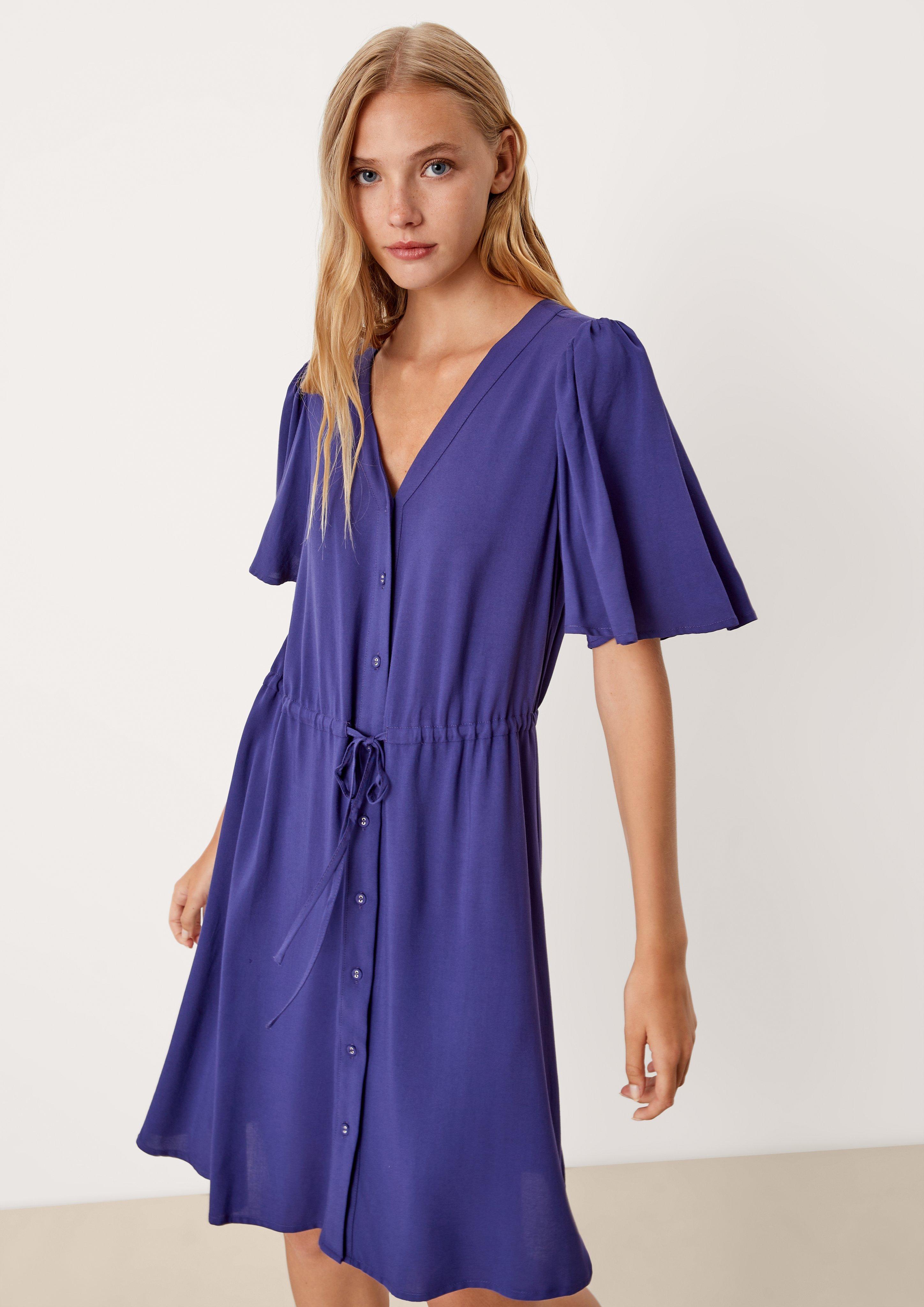 Viscose dress with drawstring ties ocean blue s.Oliver
