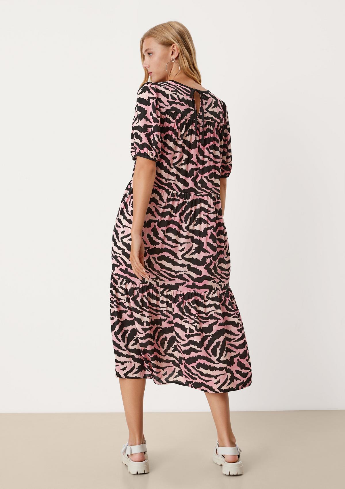 s.Oliver Tiered dress with an animal print