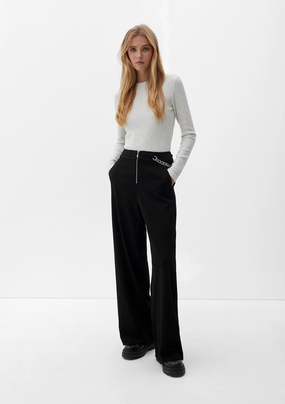 Regular fit: cloth trousers with chain detail