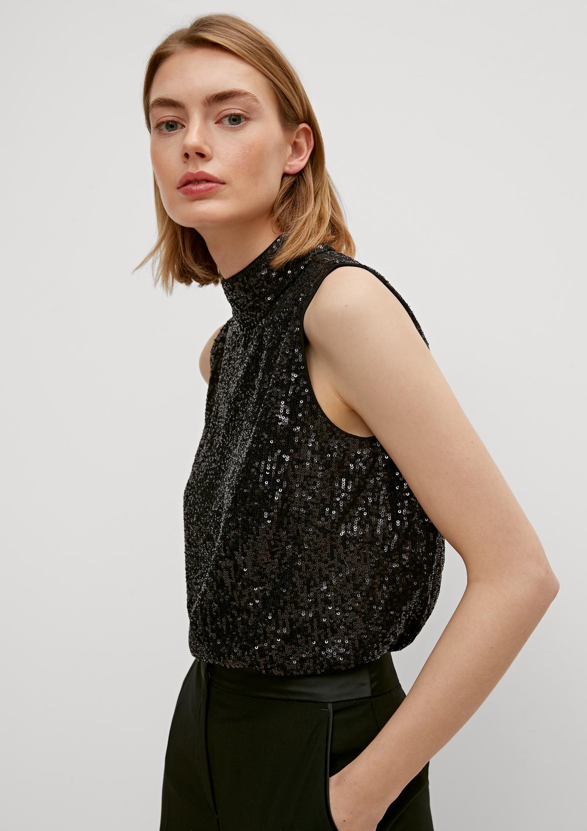comma Shimmering sequinned top